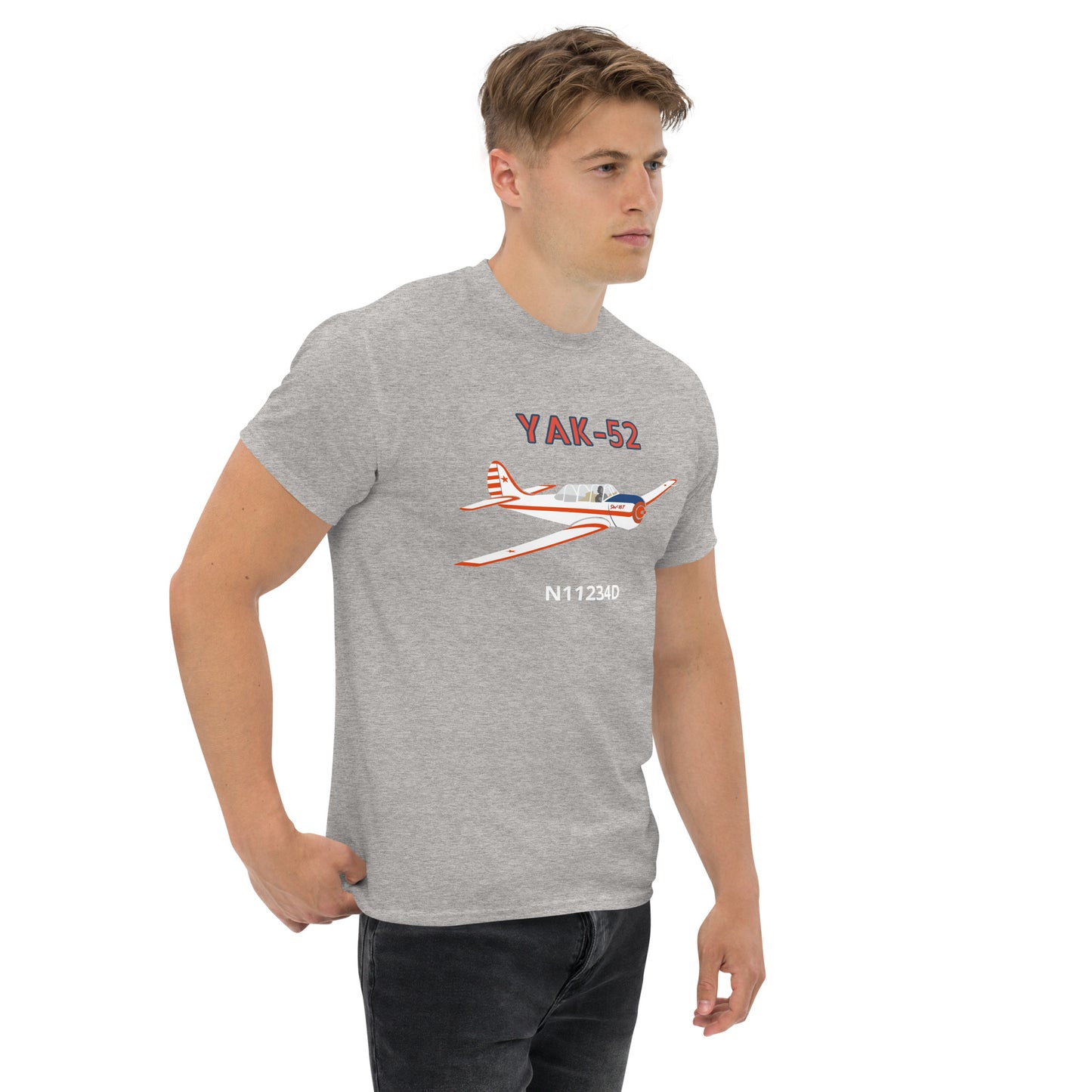 Yak-52 CUSTOM N Number printed Unisex classic aviation tee