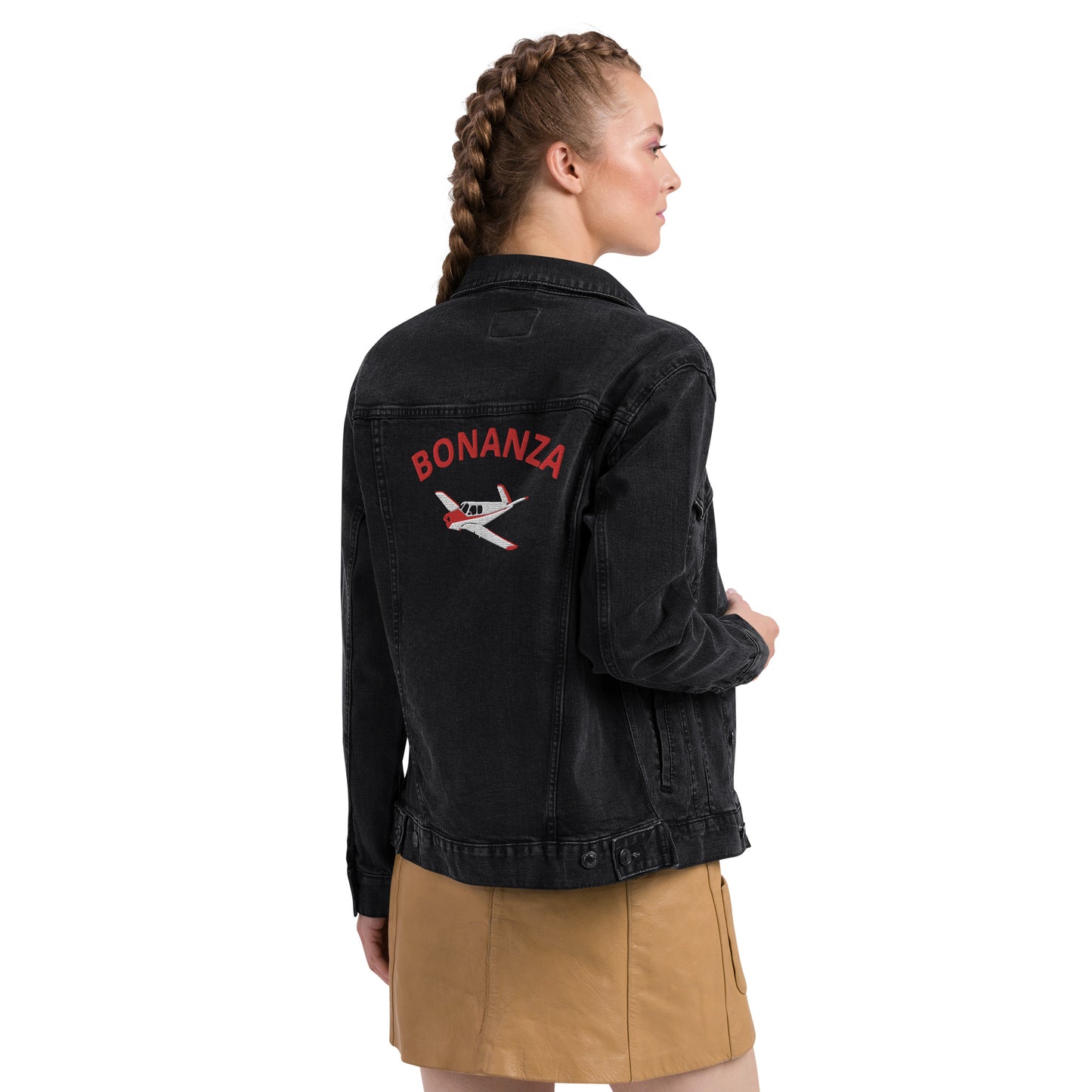 VTAIL BONANZA embroidered  back aircraft design Timeless Denim Classic Jacket