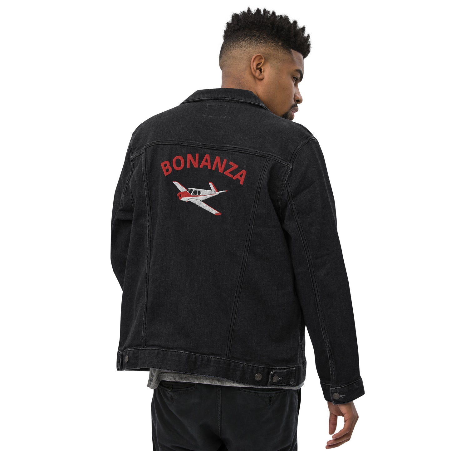 VTAIL BONANZA embroidered  back aircraft design Timeless Denim Classic Jacket