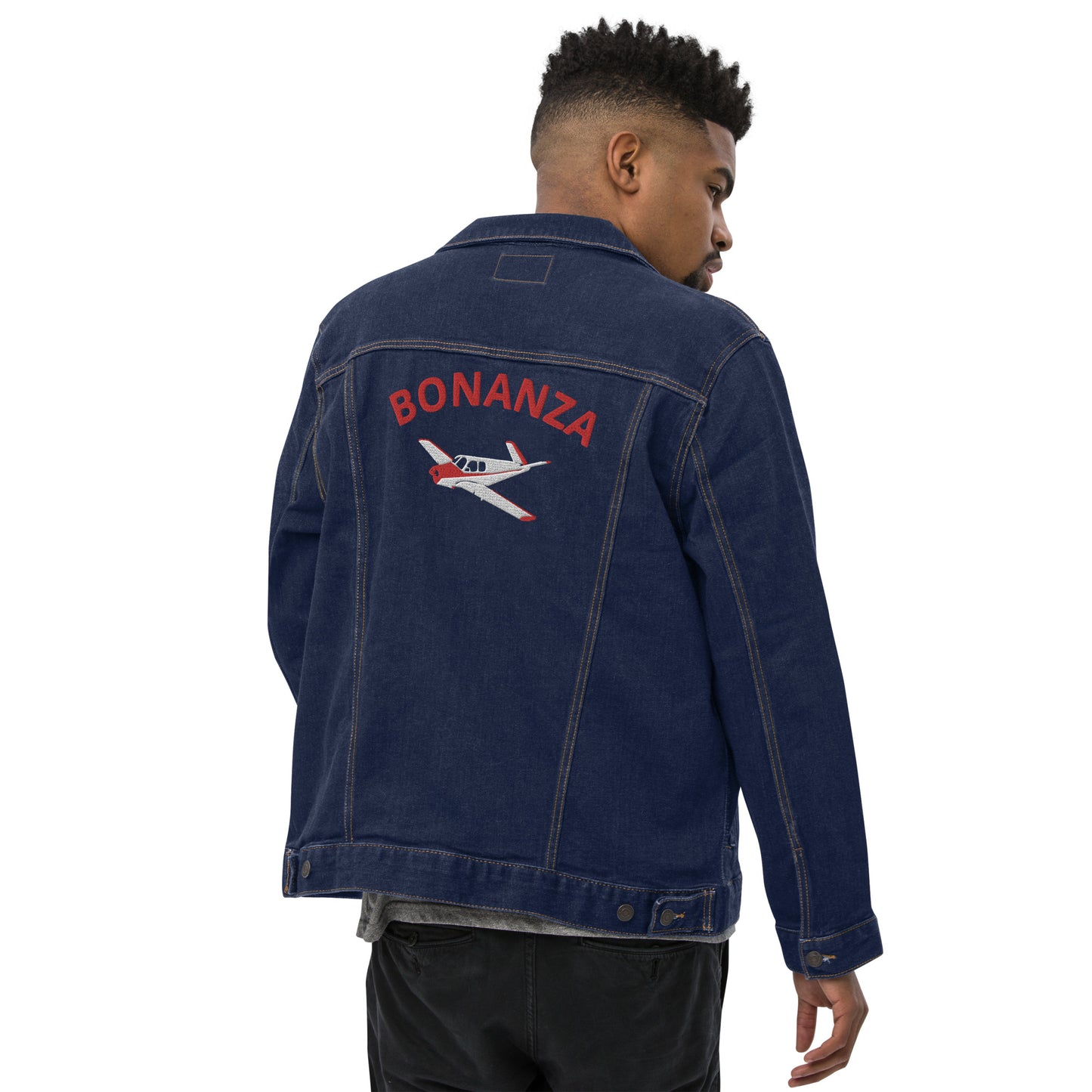 VTAIL BONANZA embroidered  back aircraft design Timeless Denim Classic Jacket