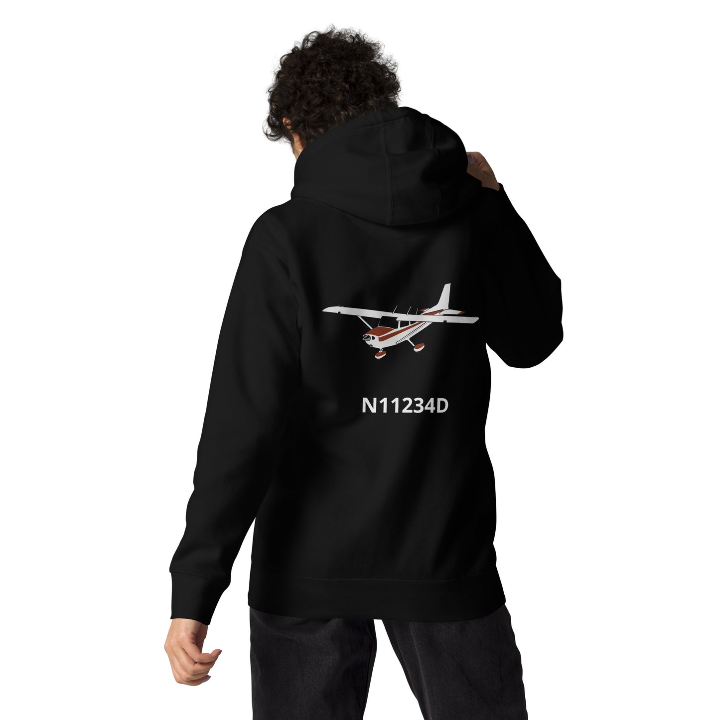 CESSNA 172 retro maroon Back Print with front embroidery CUSTOM N Number Unisex Hoodie