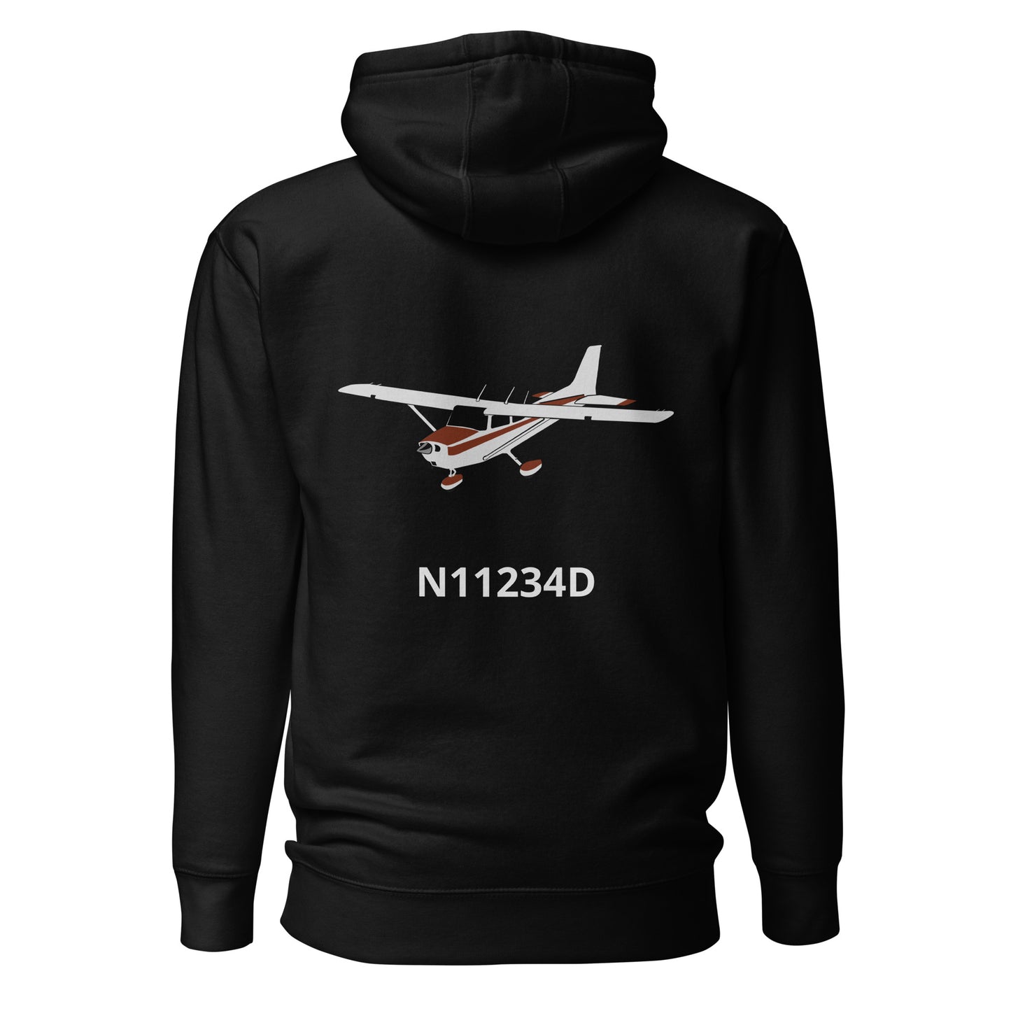 CESSNA 172 retro maroon Back Print with front embroidery CUSTOM N Number Unisex Hoodie