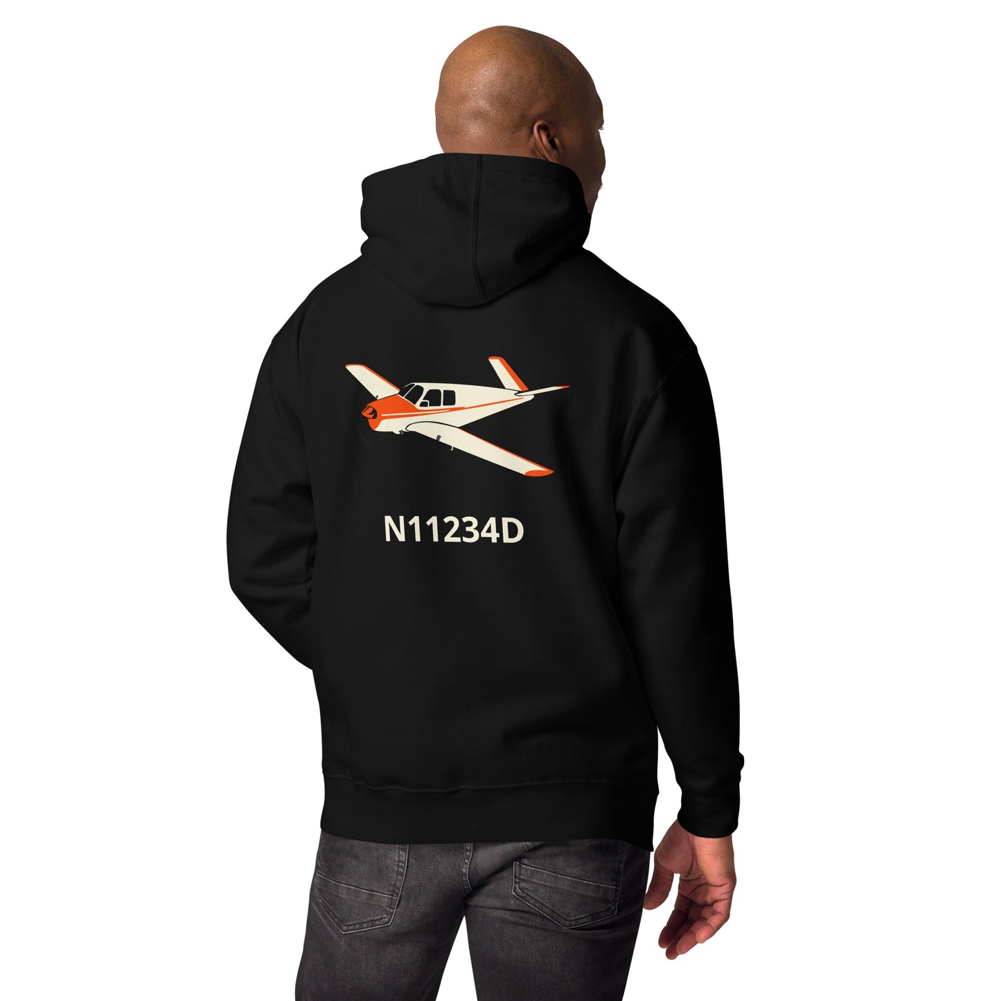 V-TAIL BONANZA Back Print with front embroiderery CUSTOM N Number Unisex Hoodie