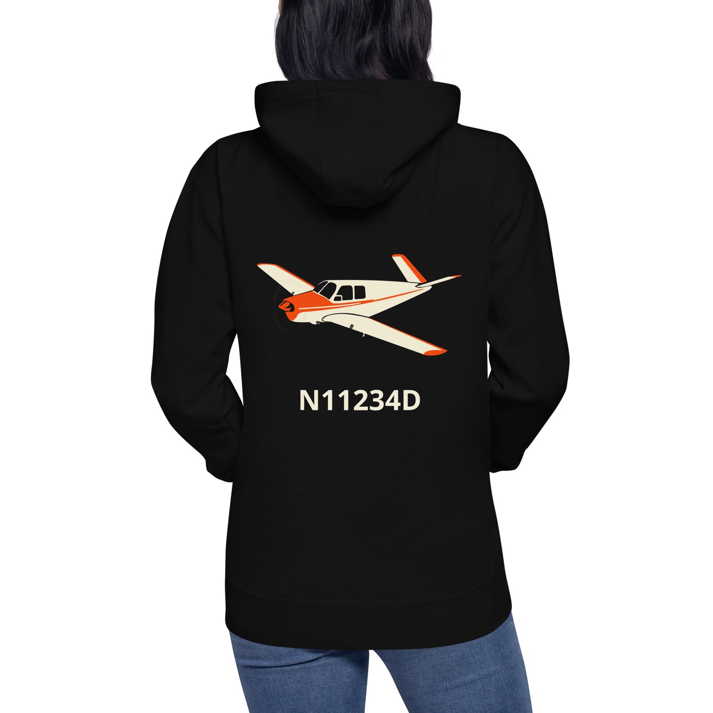 V-TAIL BONANZA Back Print with front embroiderery CUSTOM N Number Unisex Hoodie