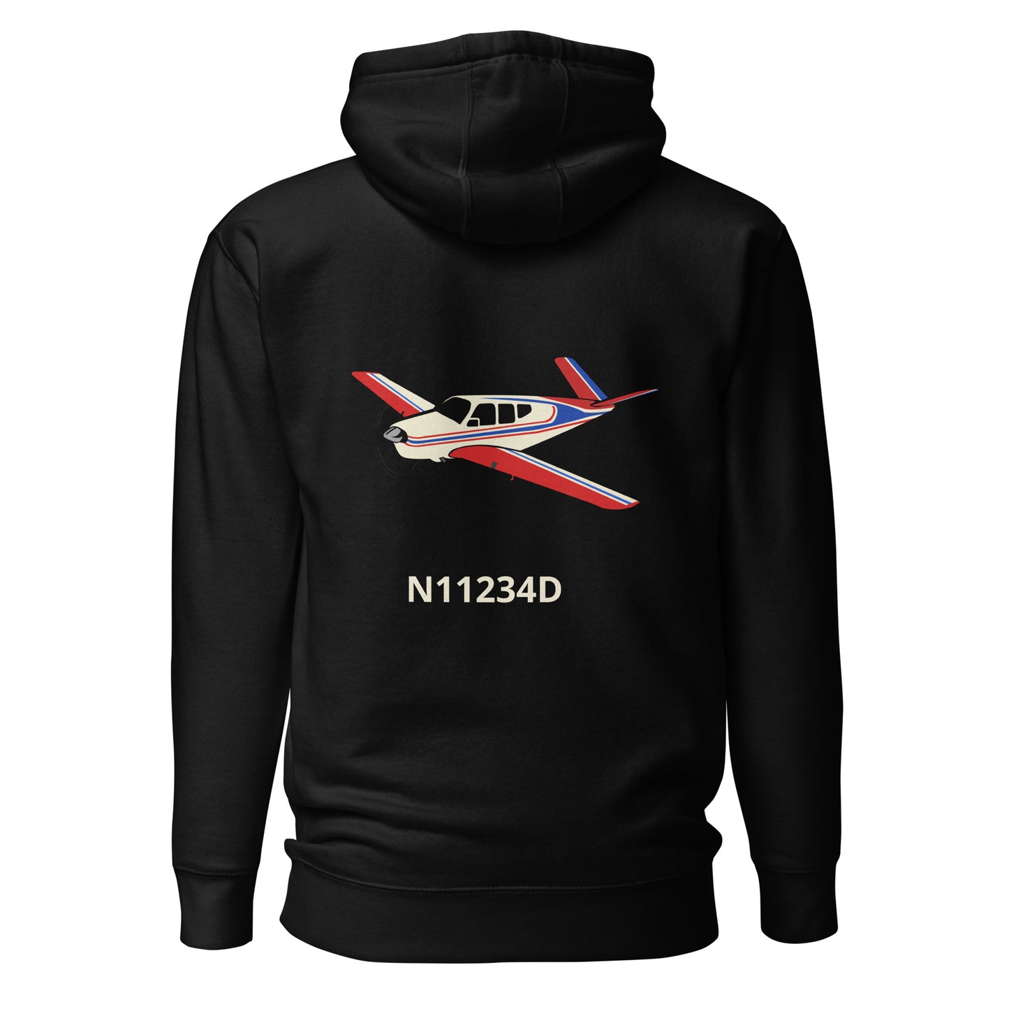 V-TAIL BONANZA Tri color 2 Back Print with front embroidery CUSTOM N Number Unisex Hoodie