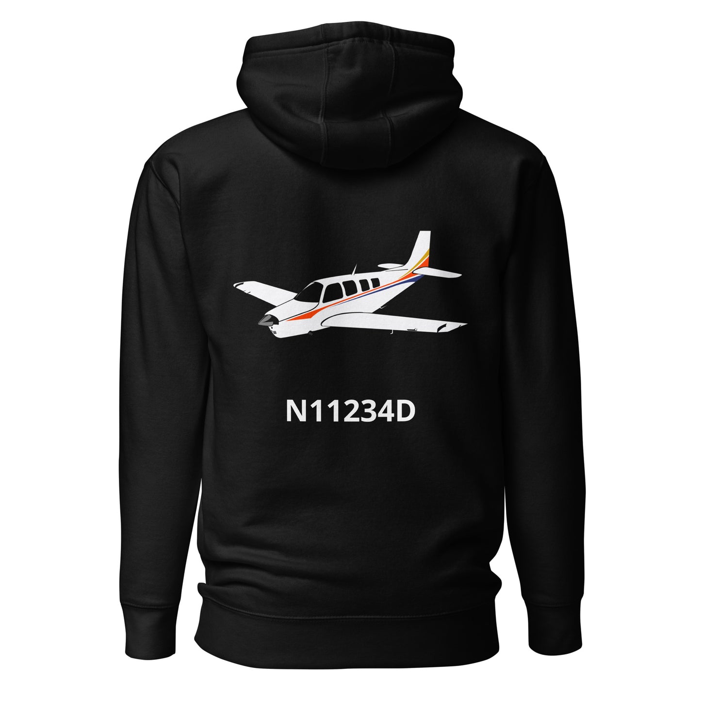 BONANZA A36 Back Print with front embroidery CUSTOM N Number Unisex Hoodie