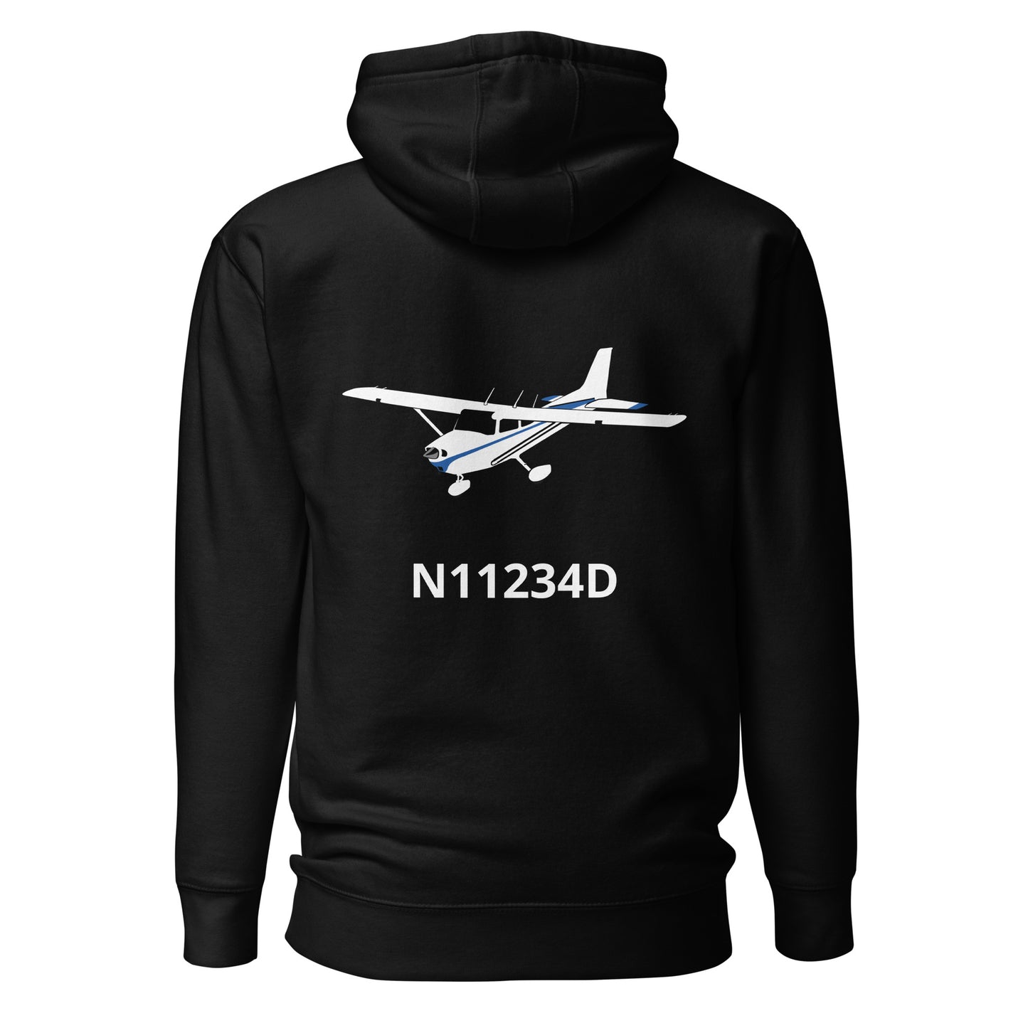 CESSNA 172 white - blue Back Print with front embroidery CUSTOM N Number Unisex Hoodie