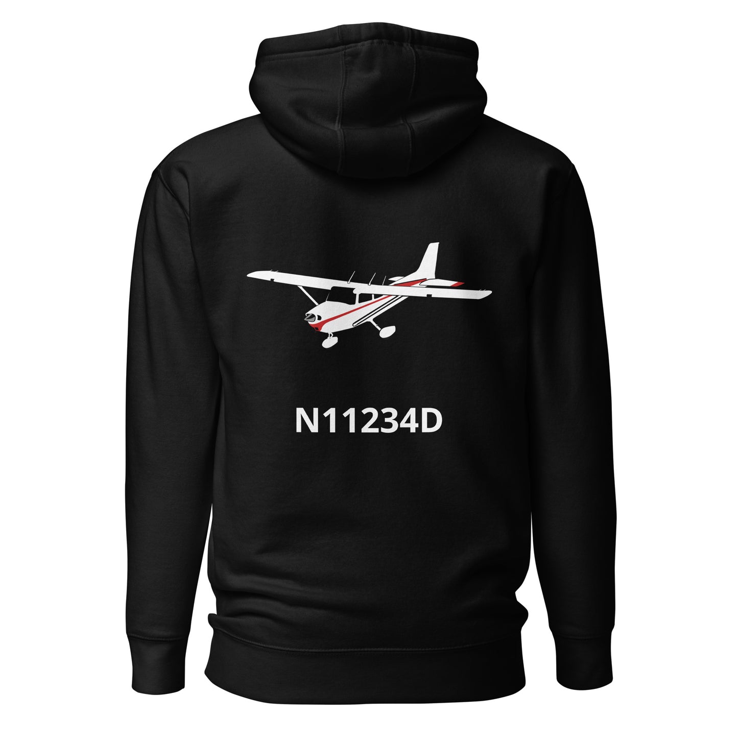 CESSNA 172 white - red Back Print with front embroidery CUSTOM N Number Unisex Hoodie