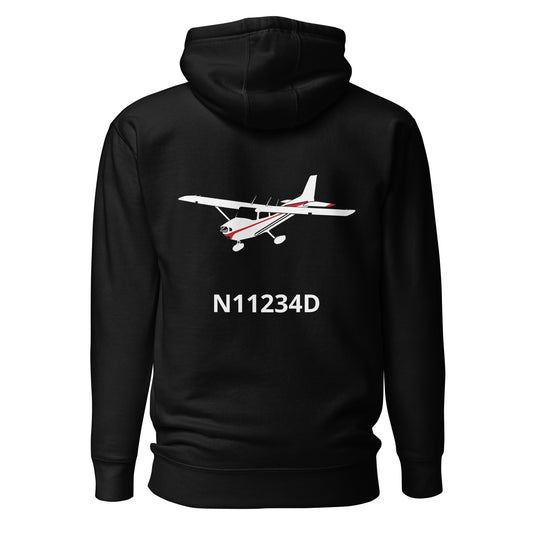 CESSNA 172 white - red Back Print with front embroidery CUSTOM N Number Unisex Hoodie - Minimum 2