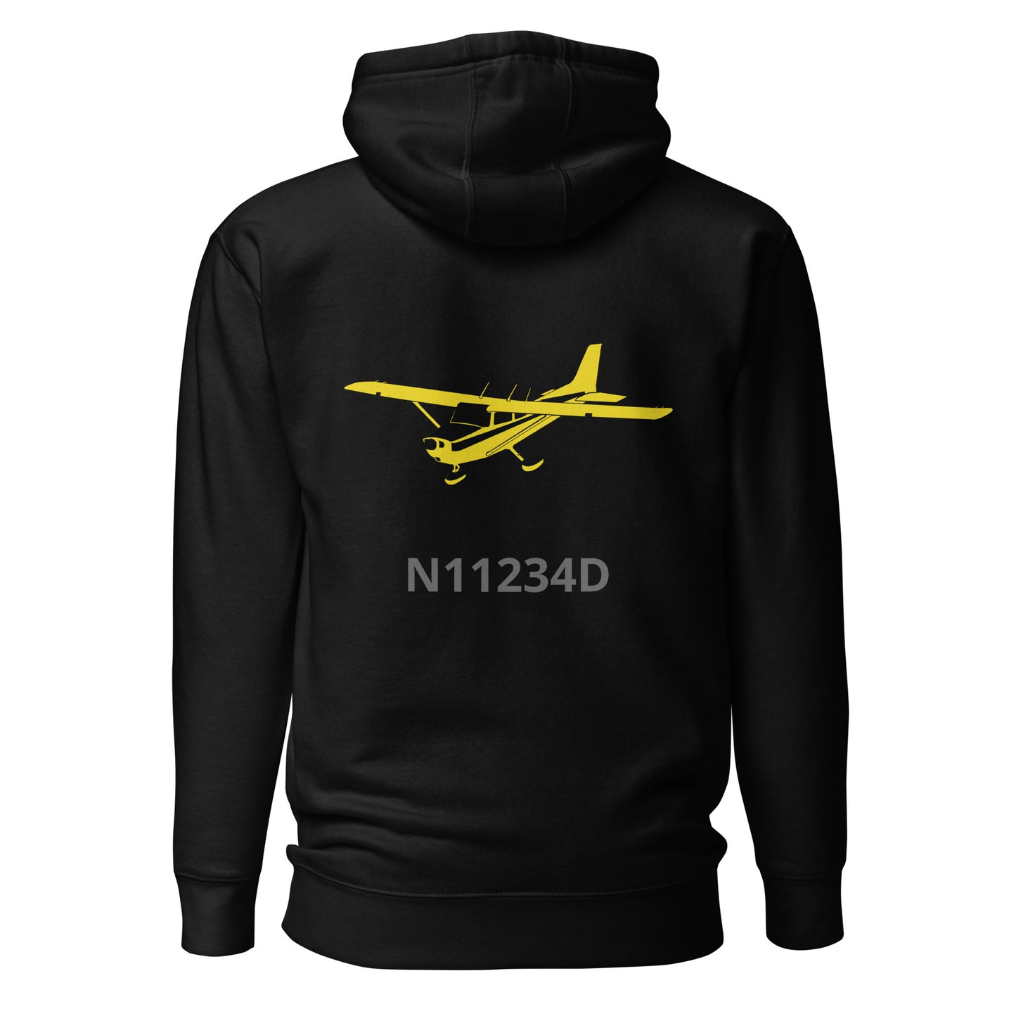 CESSNA 172 retro yellow Back Print with front embroidery CUSTOM N Number Unisex Hoodie