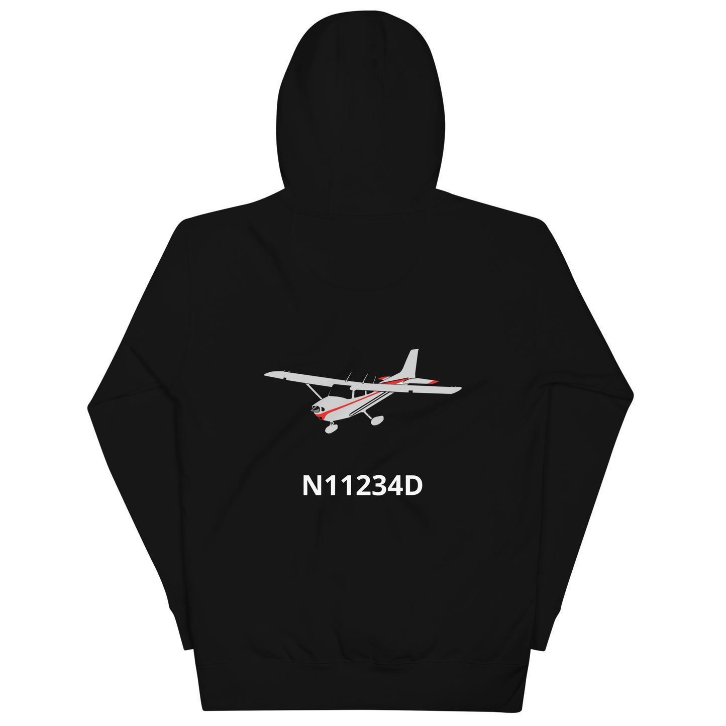 CESSNA 172 polished grey - red Back Print with front embroidery CUSTOM N Number Unisex Hoodie.