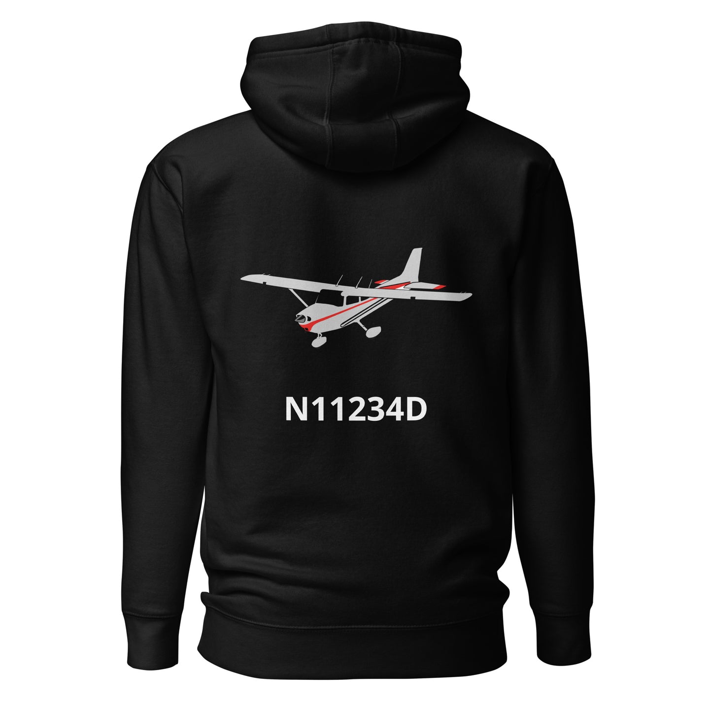 CESSNA 172 polished grey - red Back Print with front embroidery CUSTOM N Number Unisex Hoodie.