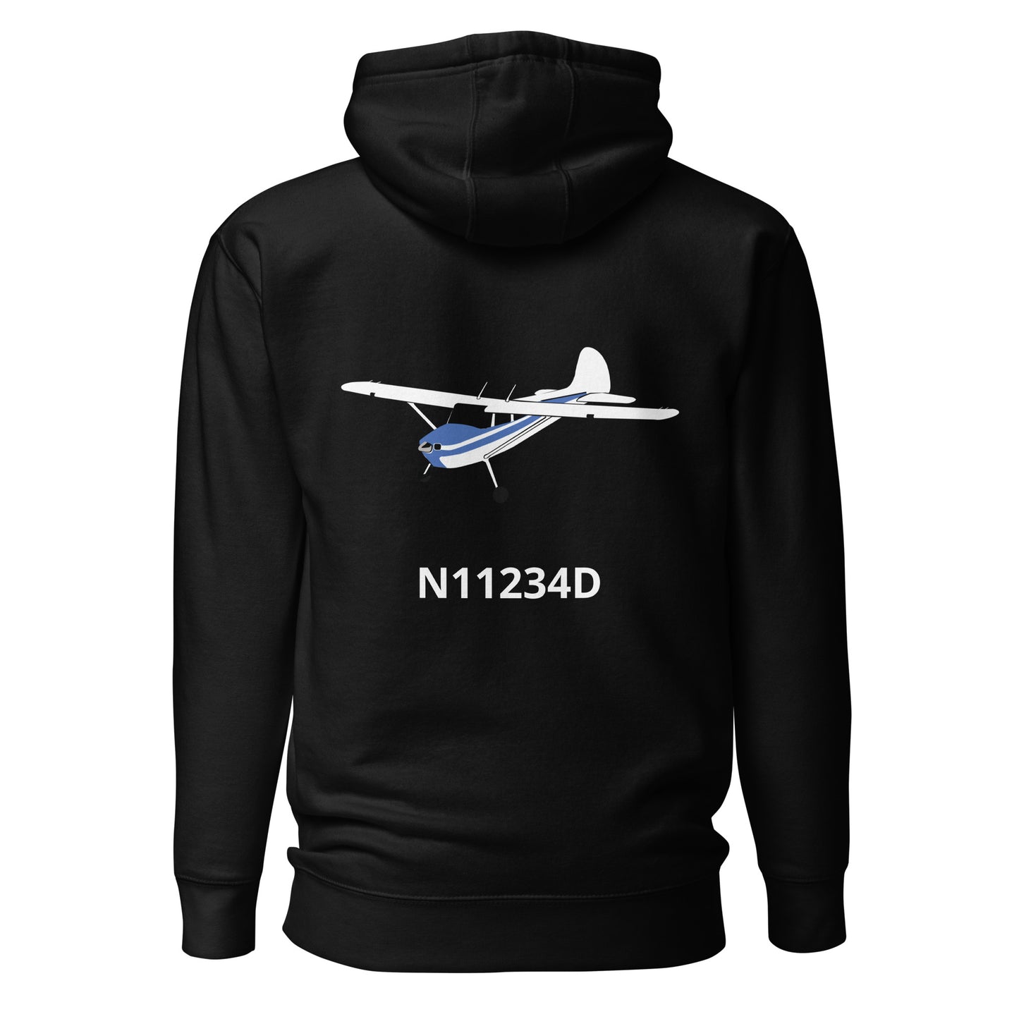 CESSNA 170 white-blue Back Print with front embroidery CUSTOM N Number Unisex Hoodie.