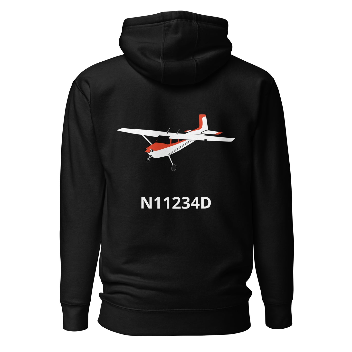 CESSNA 180 Skywagon white-red Back Print with front embroidery CUSTOM N Number Unisex Hoodie