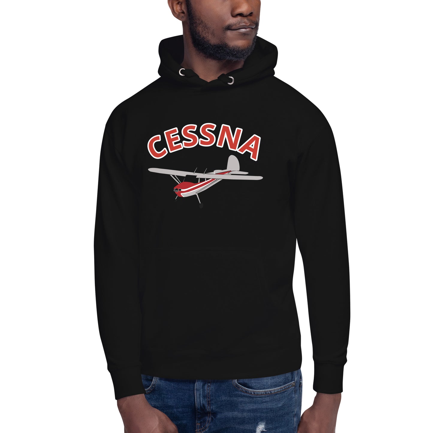 CESSNA 140 Polished-red trim aircraft Cozy aviation Unisex Hoodie