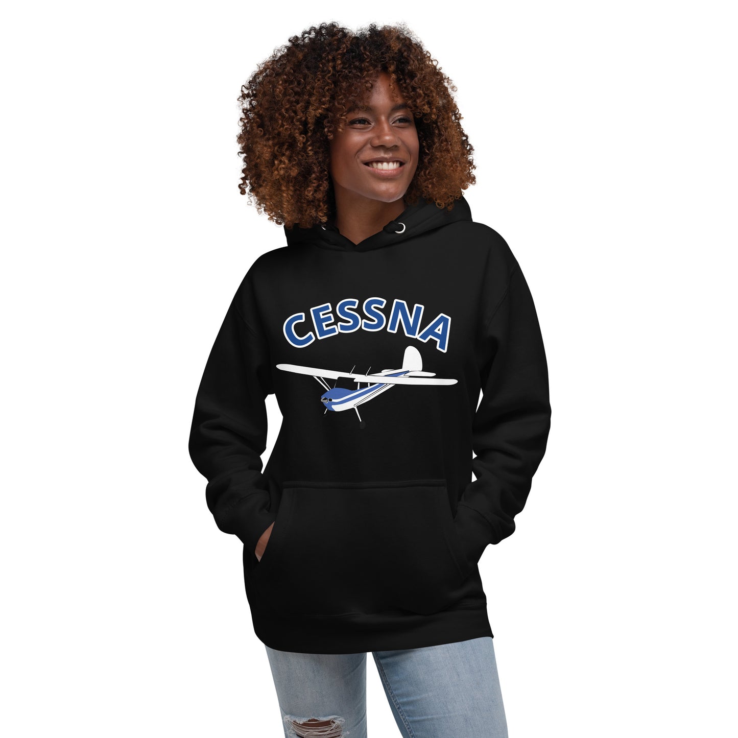 CESSNA 140 White-blue aircraft cozy Unisex Hoodie