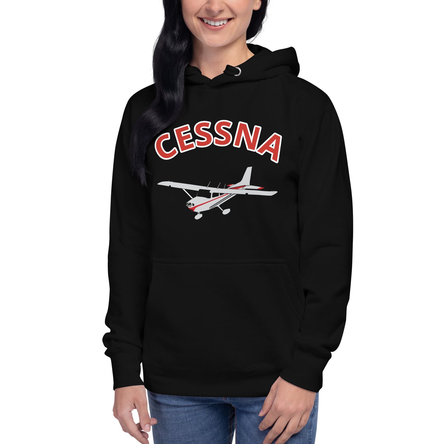 CESSNA 172 polished grey - red printed cozy fleece aviation Unisex Hoodie