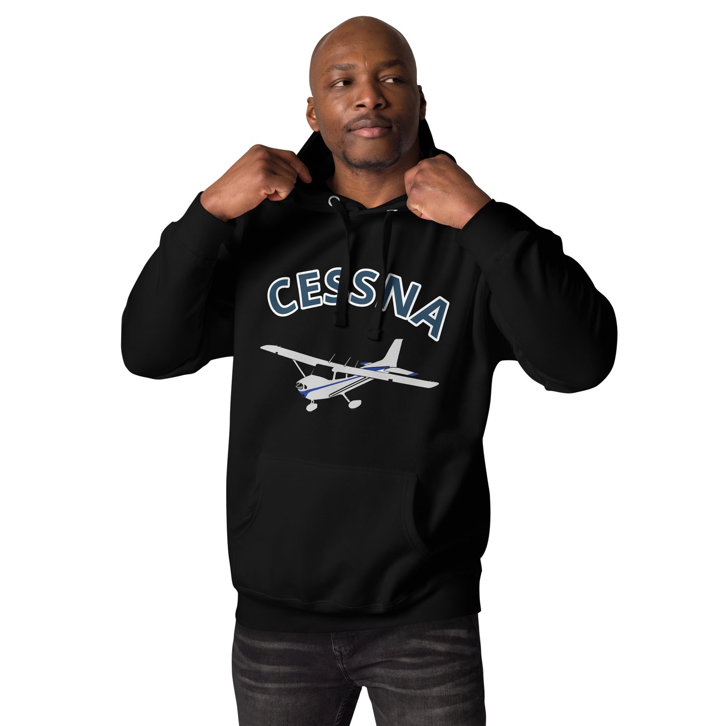 CESSNA 172 polished grey - blue  printed cozy fleece aviation Unisex Hoodie.