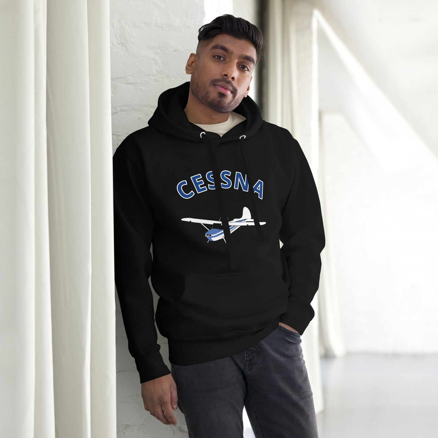 CESSNA 170 White-blue airplane cozy unisex Hoodie