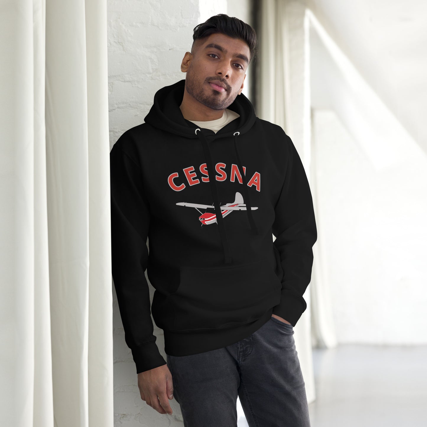 CESSNA 170 polished grey - red airplane cozy unisex Hoodie