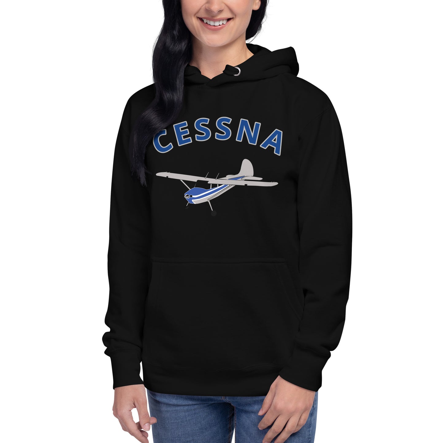 CESSNA 170 polished grey - blue airplane cozy unisex Hoodie