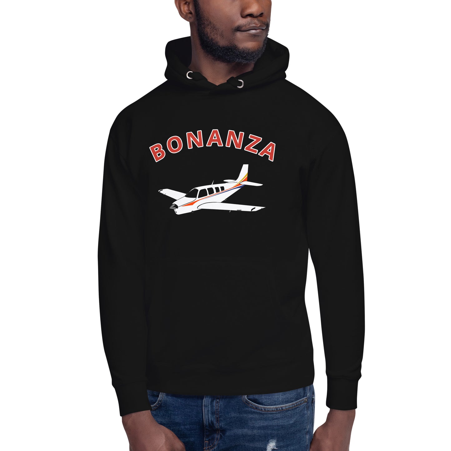 BONANZA A36 White with Stripe aircraft Printed Cozy Unisex Aviation Hoodie