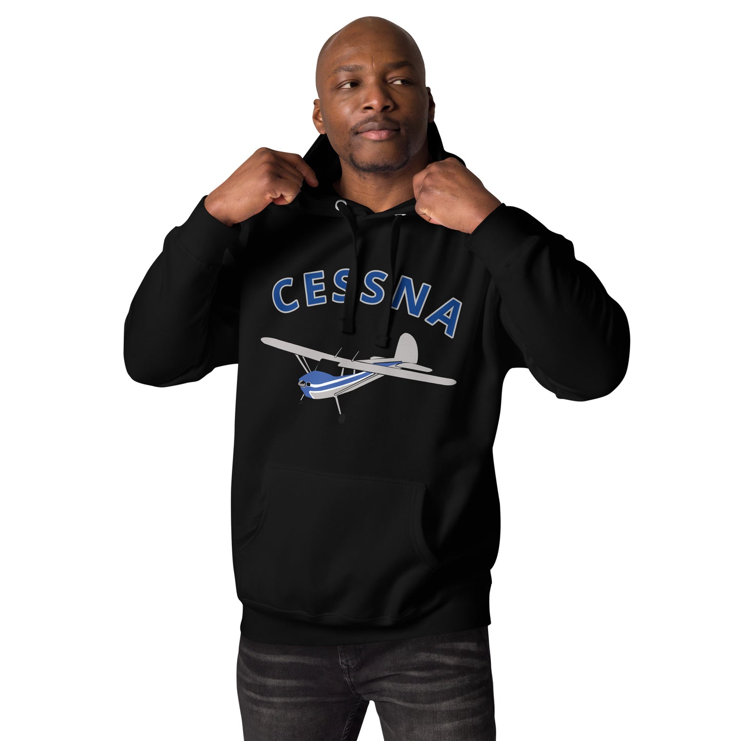 CESSNA 140 Polished-blue trim aircraft Cozy aviation Unisex Hoodie