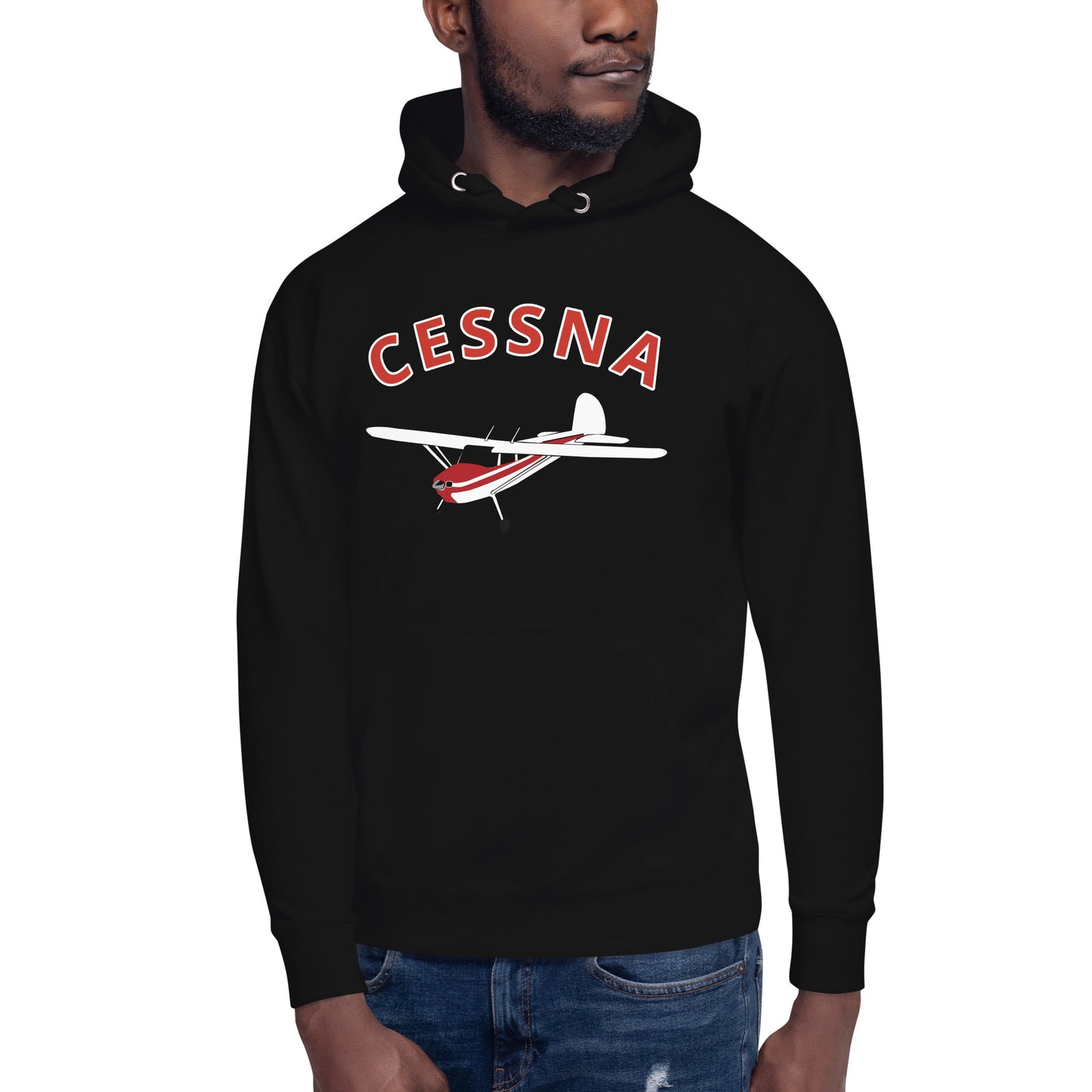 CESSNA 140 White - Red trim aircraft Cozy aviation Unisex Hoodie