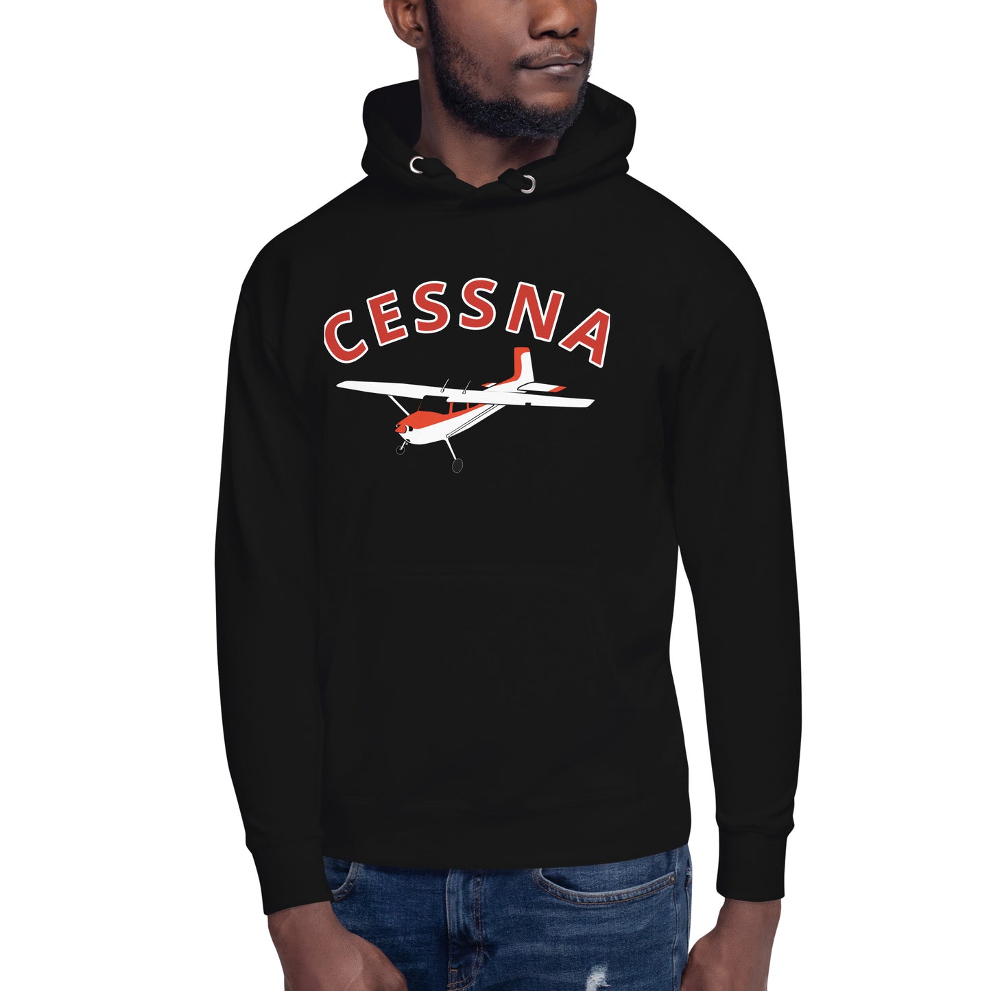 CESSNA 180 Skywagon White-Red aircraft graphic - cozy Unisex Hoodie. Classic fit for men and women