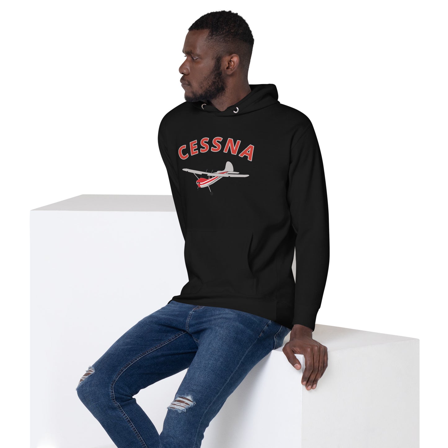 CESSNA 170 polished grey - red airplane cozy unisex Hoodie