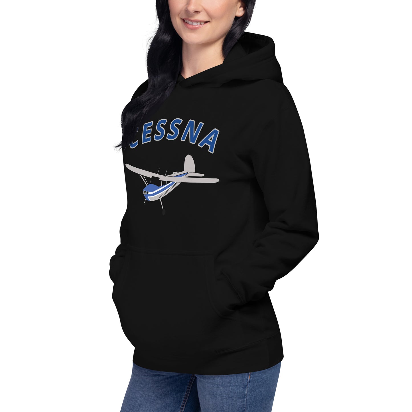 CESSNA 140 Polished-blue trim aircraft Cozy aviation Unisex Hoodie