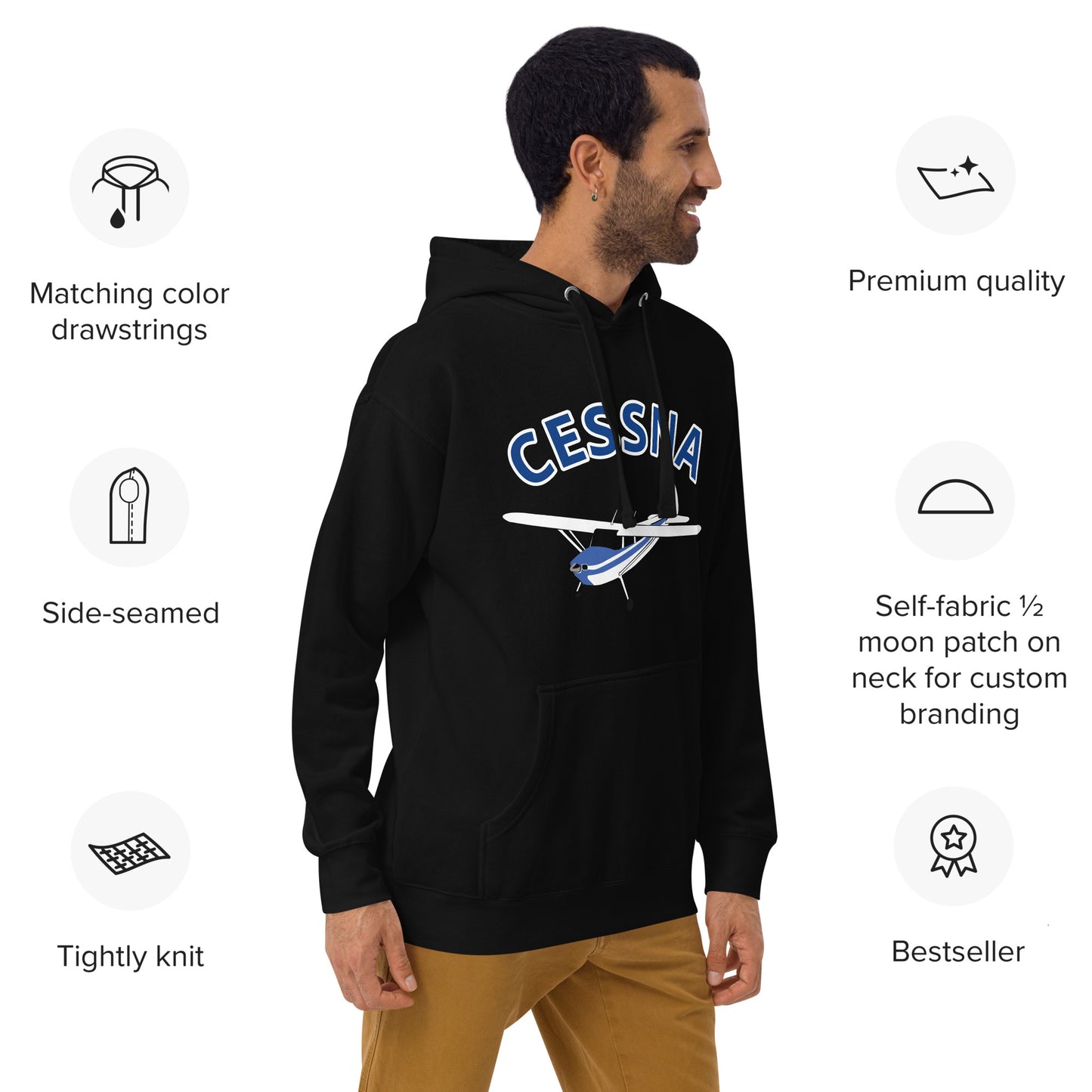 CESSNA 140 White-blue aircraft cozy Unisex Hoodie