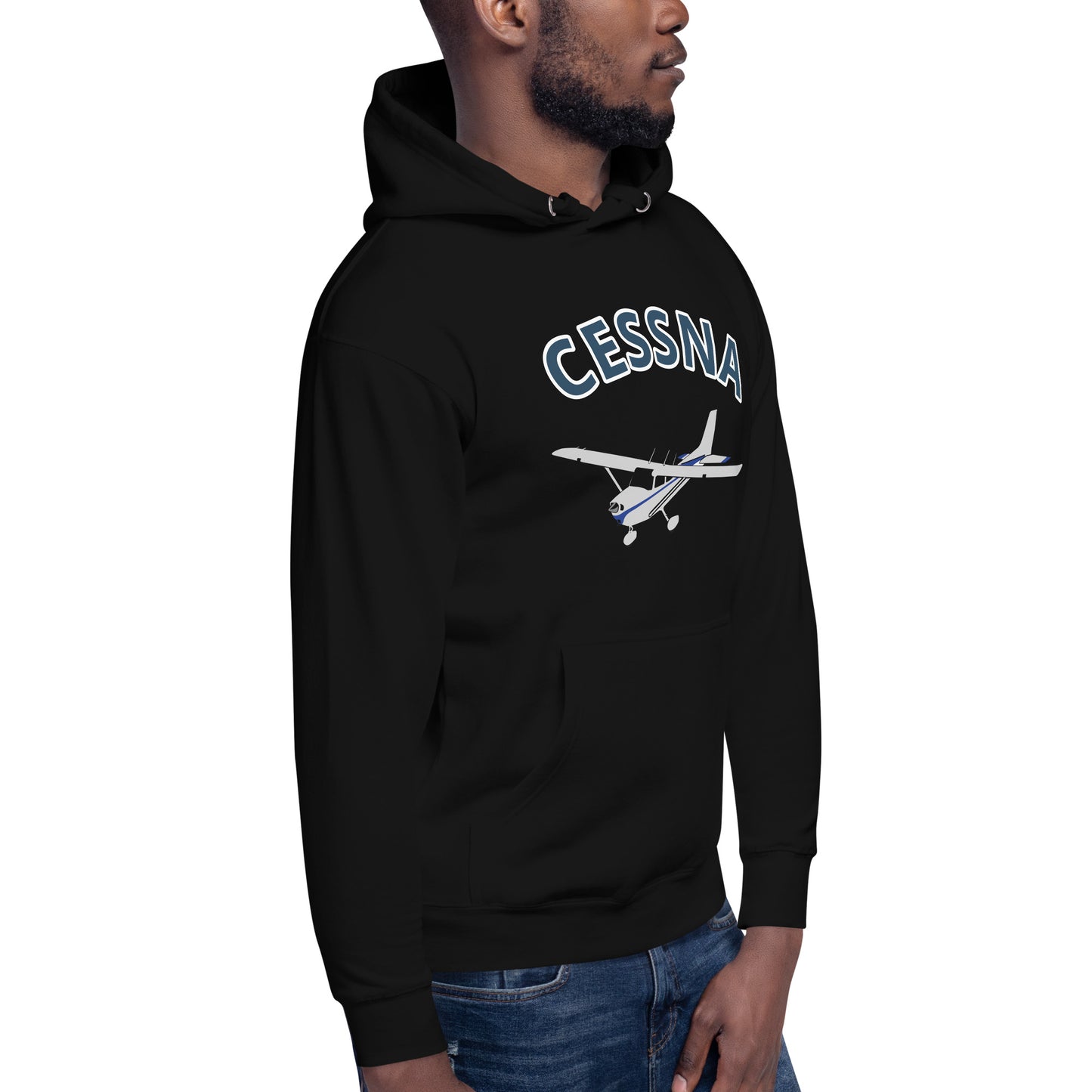 CESSNA 172 polished grey - blue  printed cozy fleece aviation Unisex Hoodie.