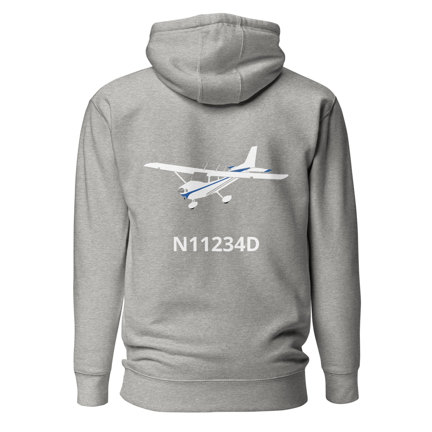 CESSNA 172 white - blue Back Print with front embroidery CUSTOM N Number Unisex Hoodie