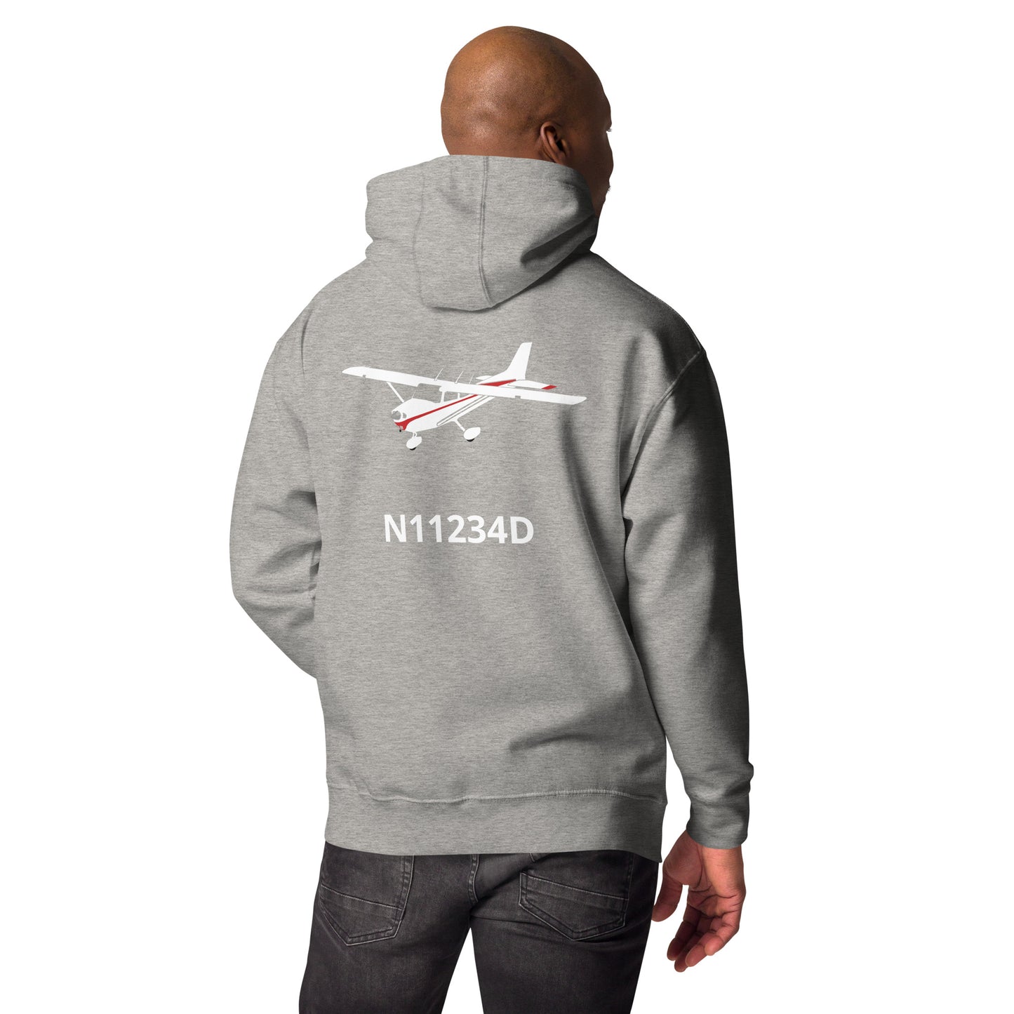 CESSNA 172 white - red Back Print with front embroidery CUSTOM N Number Unisex Hoodie