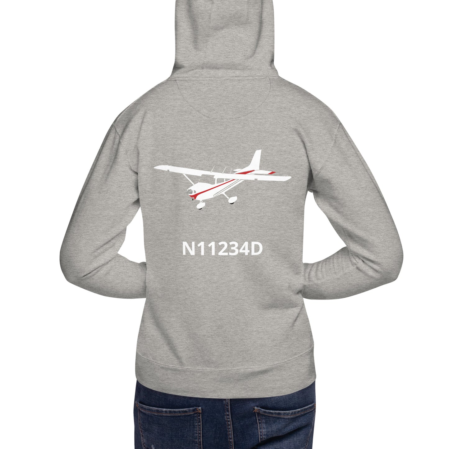 CESSNA 172 white - red Back Print with front embroidery CUSTOM N Number Unisex Hoodie