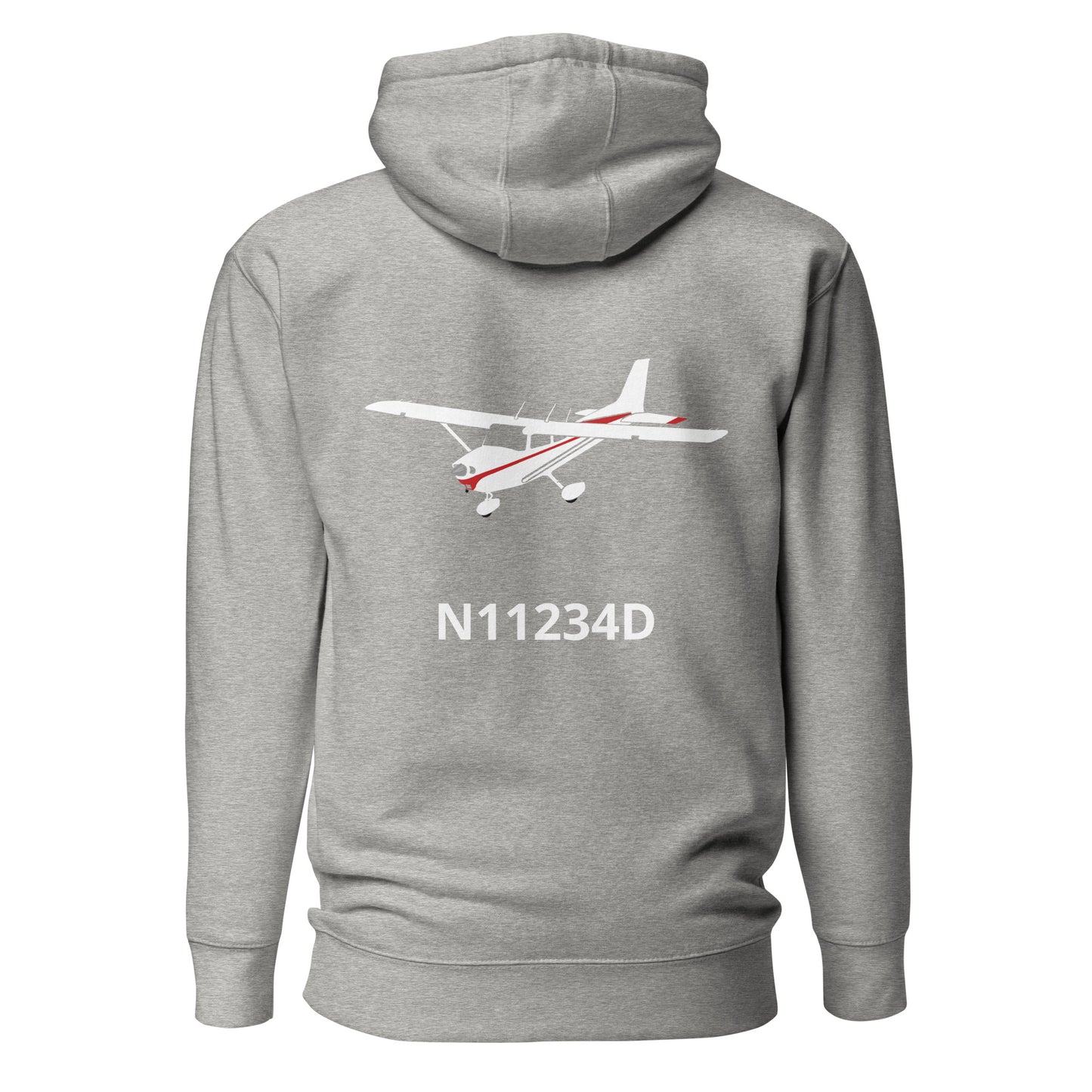 CESSNA 172 white - red Back Print with front embroidery CUSTOM N Number Unisex Hoodie