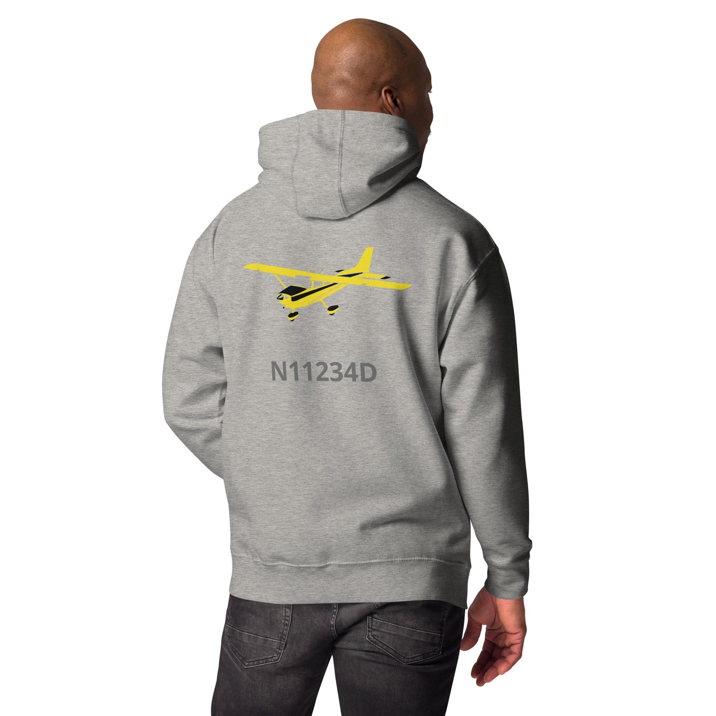 CESSNA 172 retro yellow Back Print with front embroidery CUSTOM N Number Unisex Hoodie