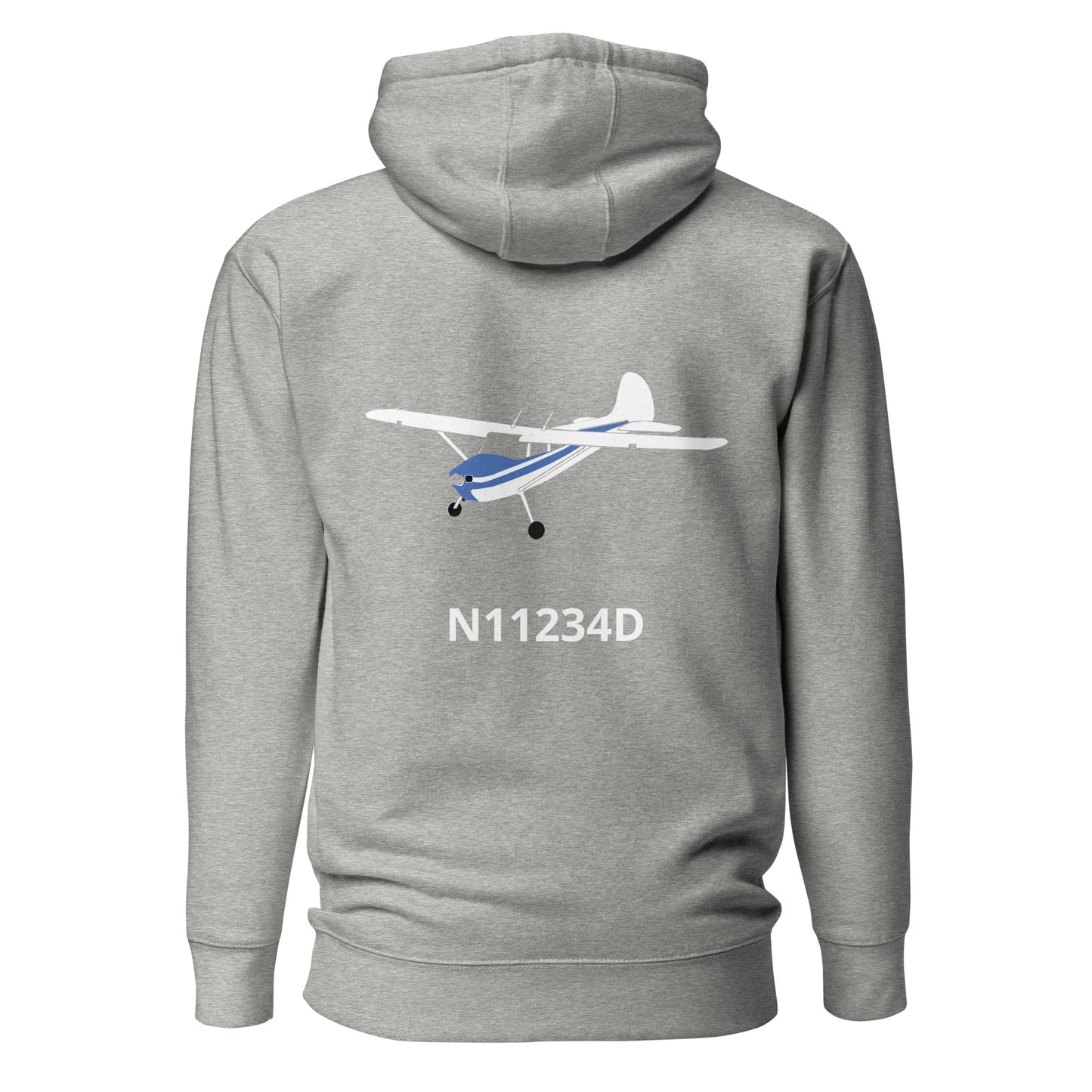 CESSNA 170 white-blue Back Print with front embroidery CUSTOM N Number Unisex Hoodie.