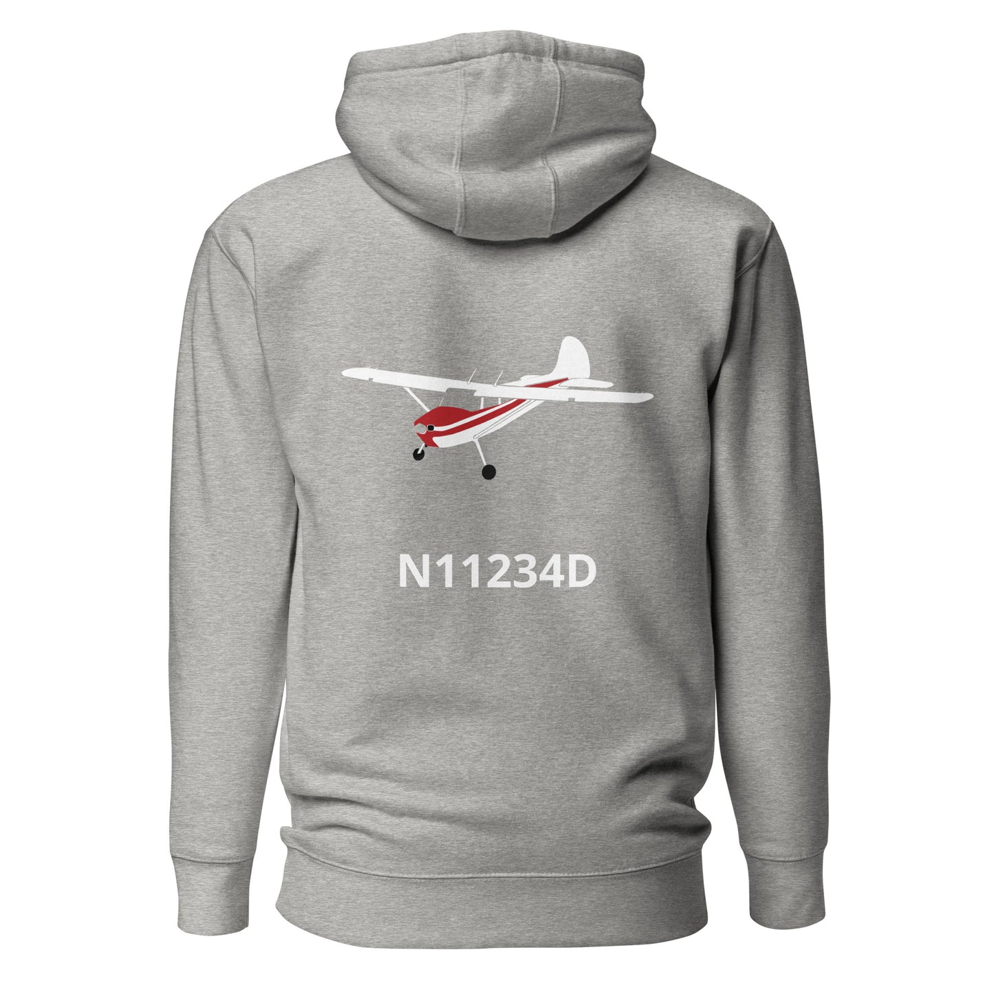 CESSNA 170 white-red Back Print with front embroidery CUSTOM N Number Unisex Hoodie