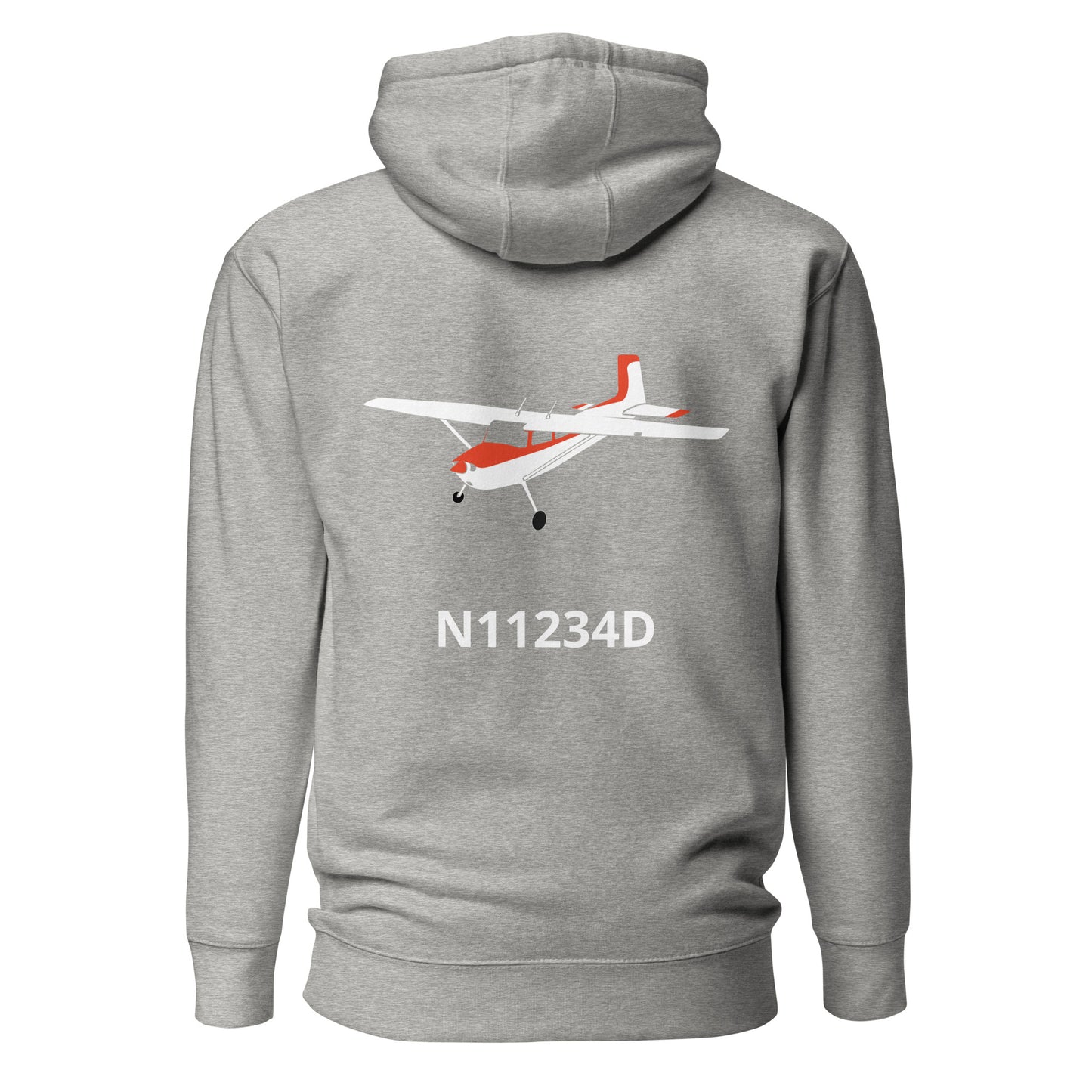 CESSNA 180 Skywagon white-red Back Print with front embroidery CUSTOM N Number Unisex Hoodie