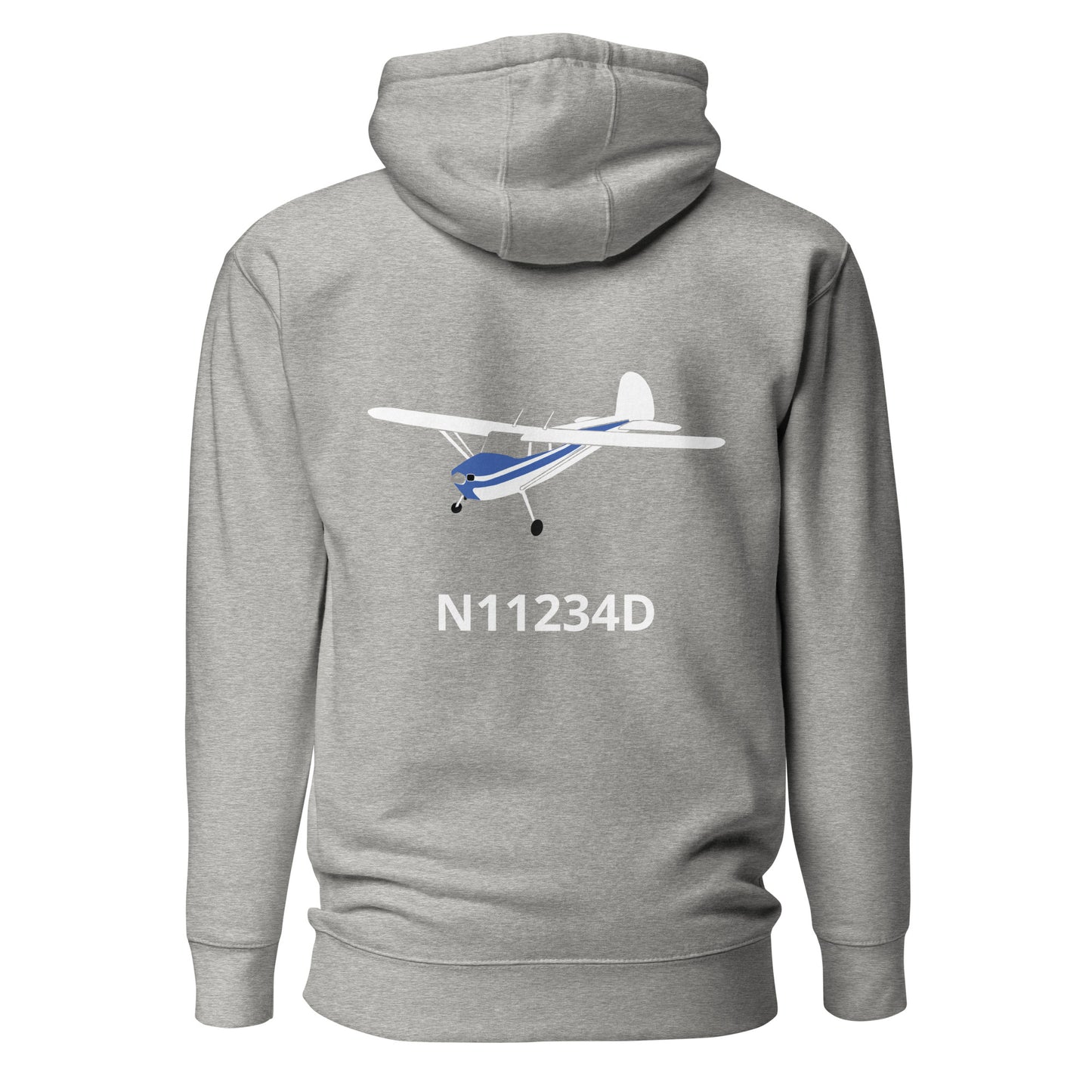 CESSNA 140 White - blue  Back Print with front embroidery CUSTOM N Number Unisex Hoodie