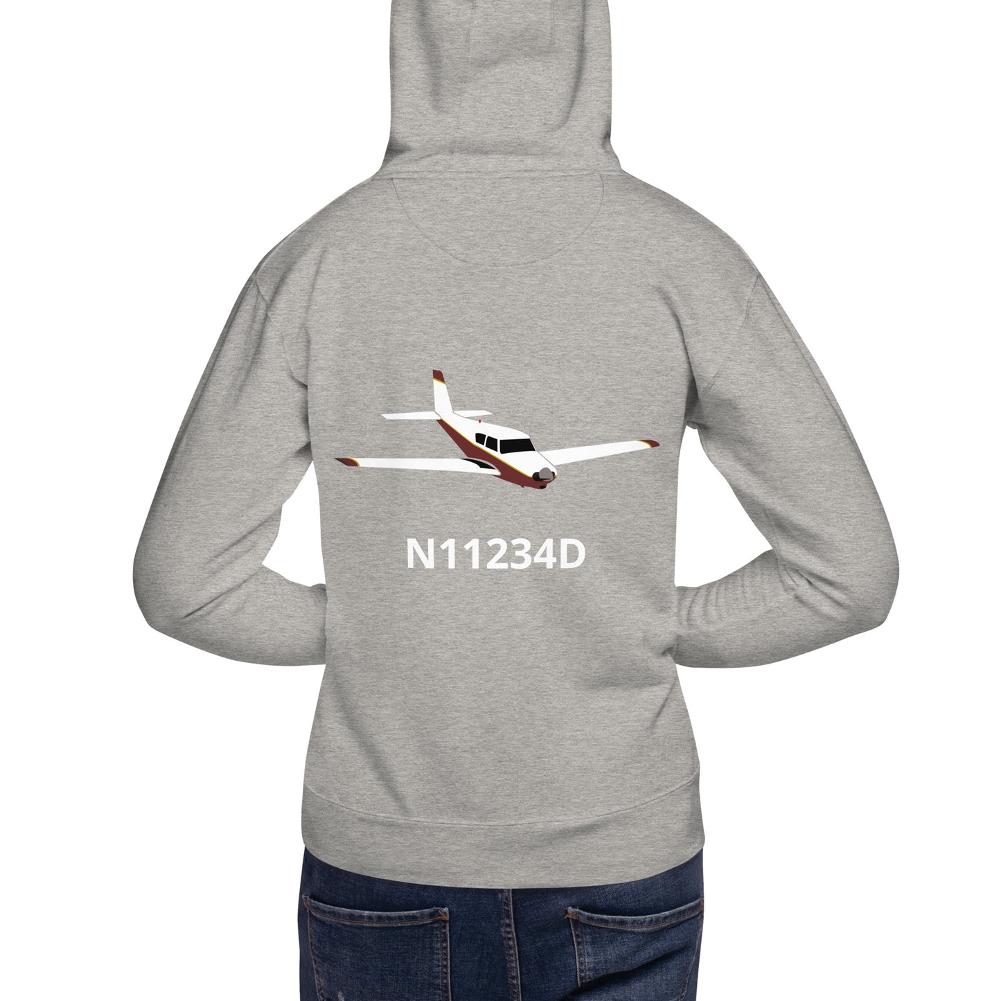 PIPER COMANCHE  Back Print with front embroidery CUSTOM N Number Unisex Hoodie.