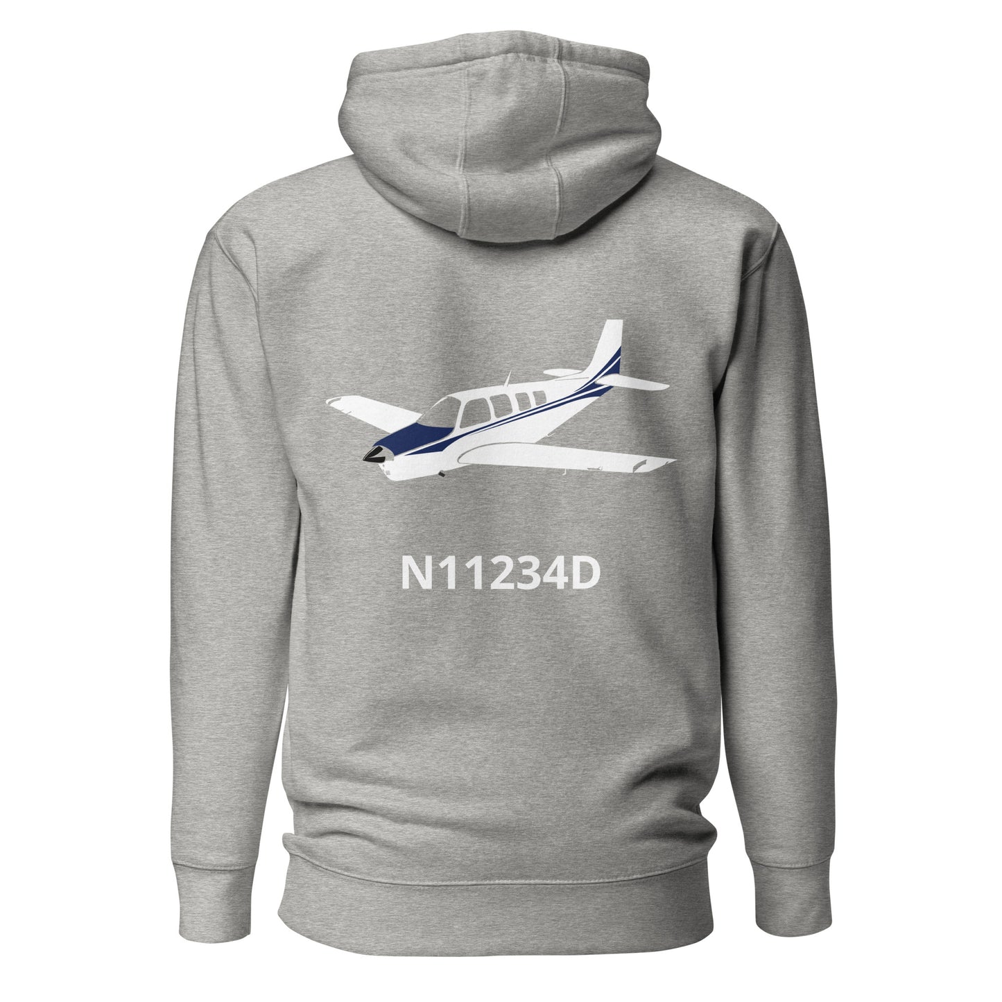 BONANZA A36 White - Blue CUSTOM N NUMBER Printed Cozy Unisex Aviation Hoodie