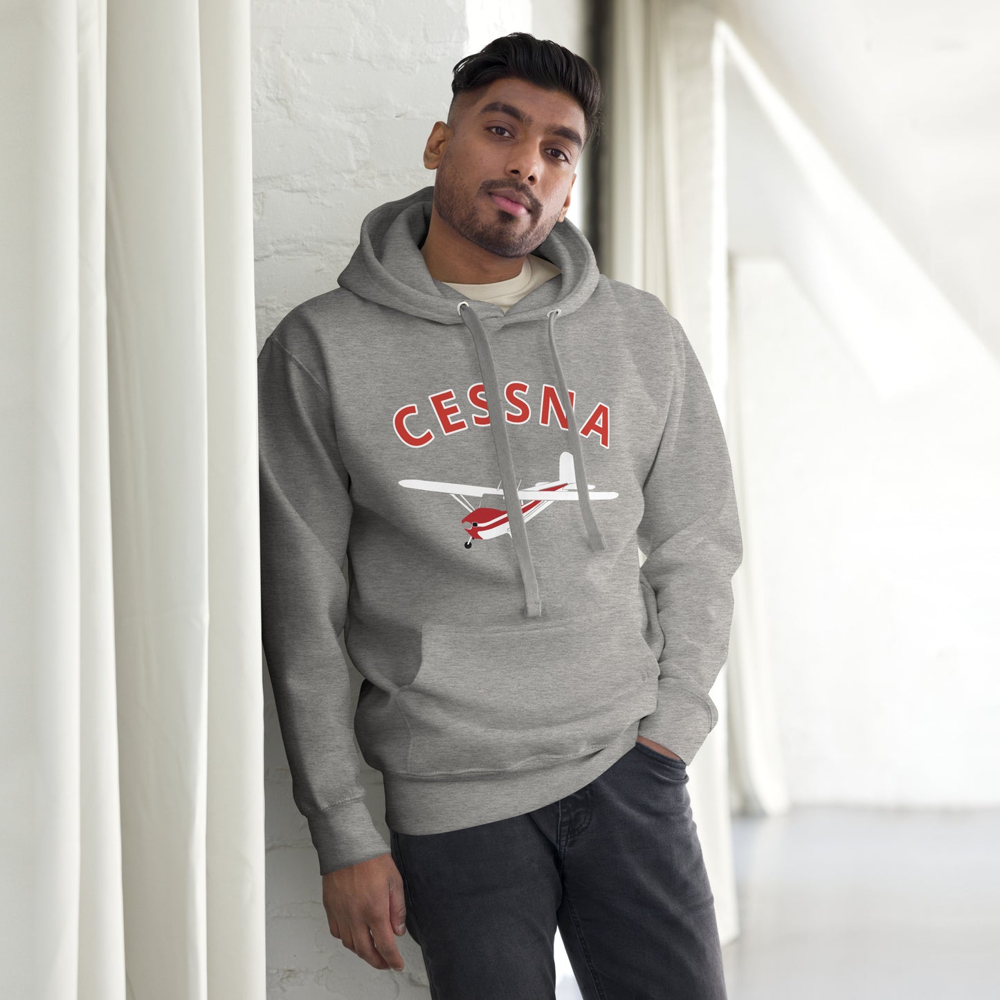 CESSNA 140 White - Red trim aircraft Cozy aviation Unisex Hoodie