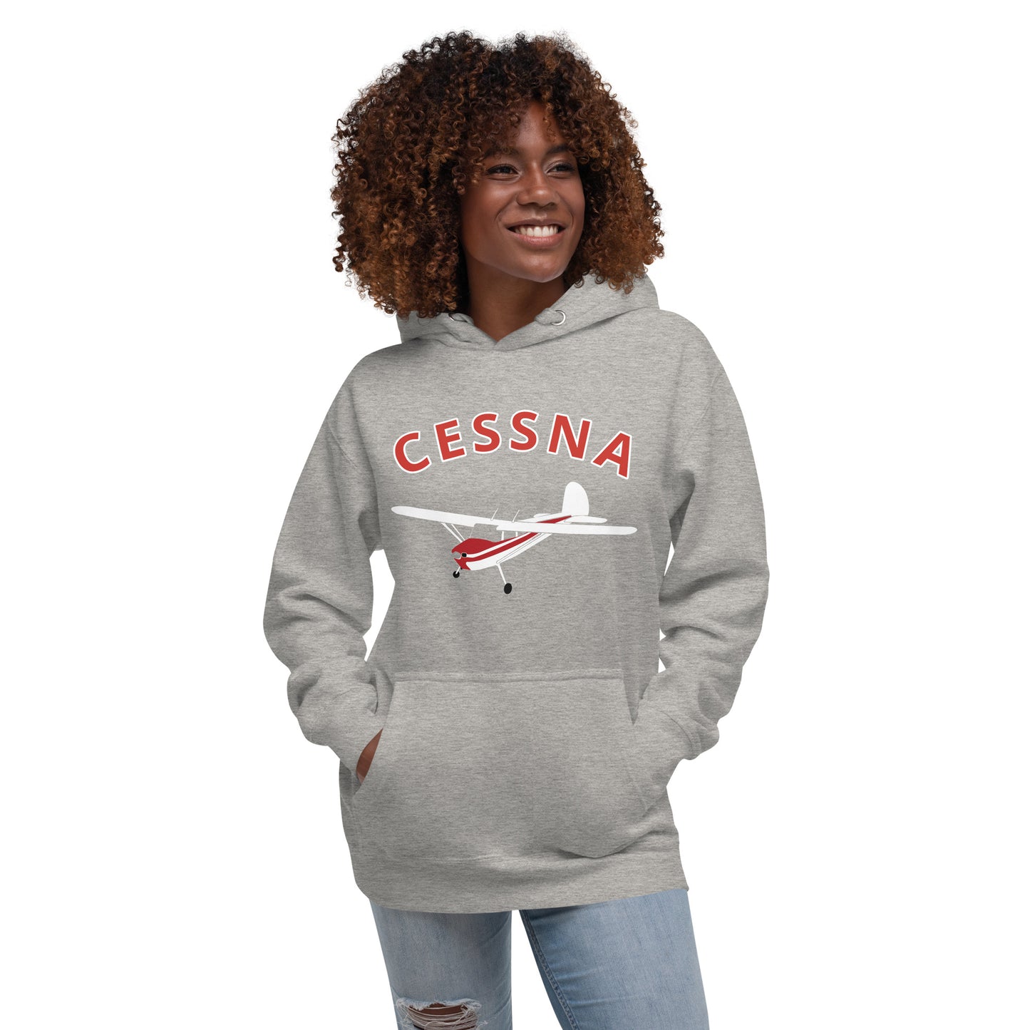 CESSNA 140 White - Red trim aircraft Cozy aviation Unisex Hoodie