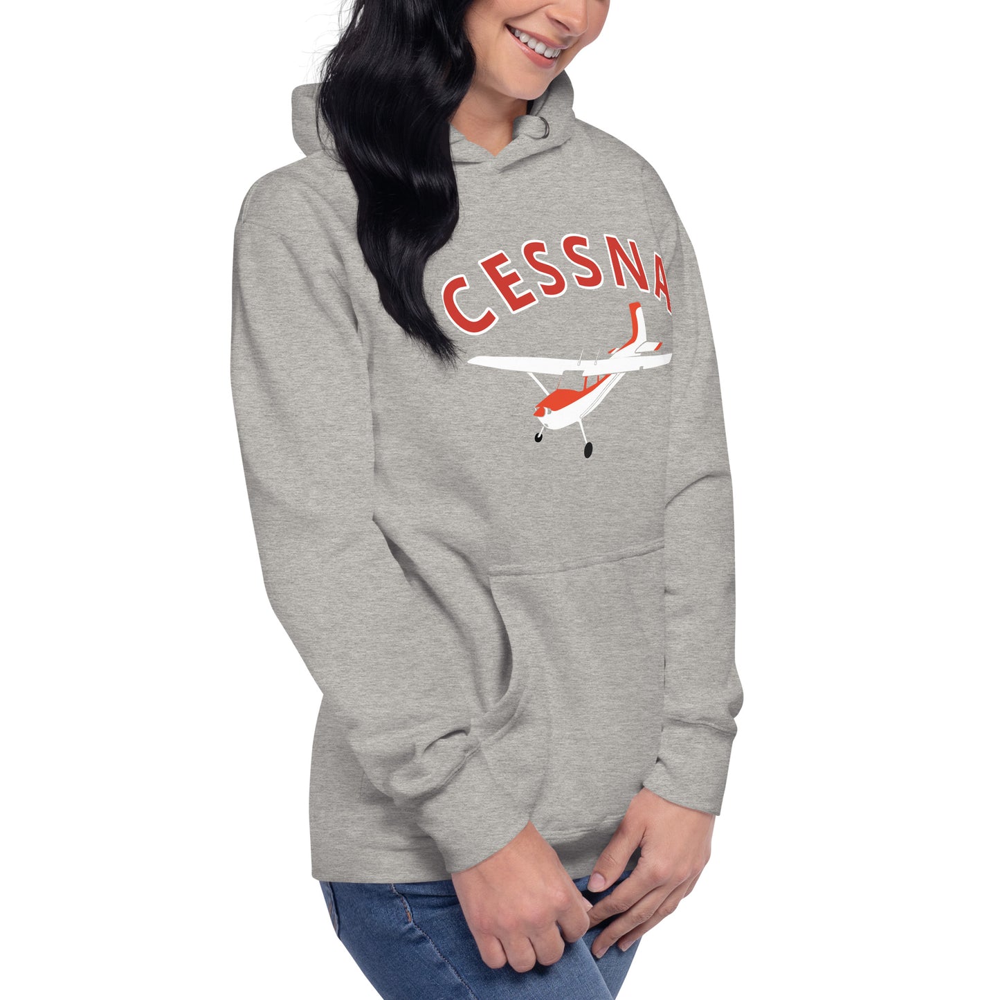 CESSNA 180 Skywagon White-Red aircraft graphic - cozy Unisex Hoodie. Classic fit for men and women