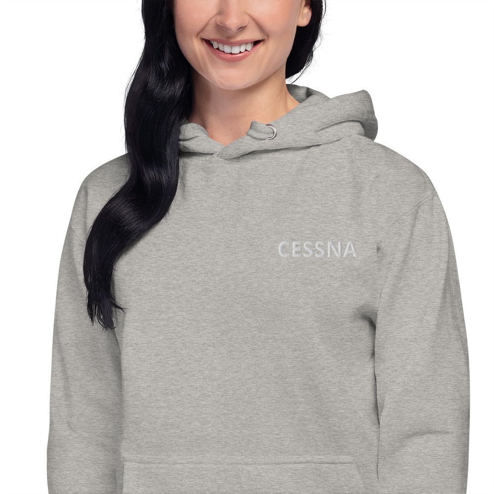 CESSNA 170 white-red Back Print with front embroidery CUSTOM N Number Unisex Hoodie