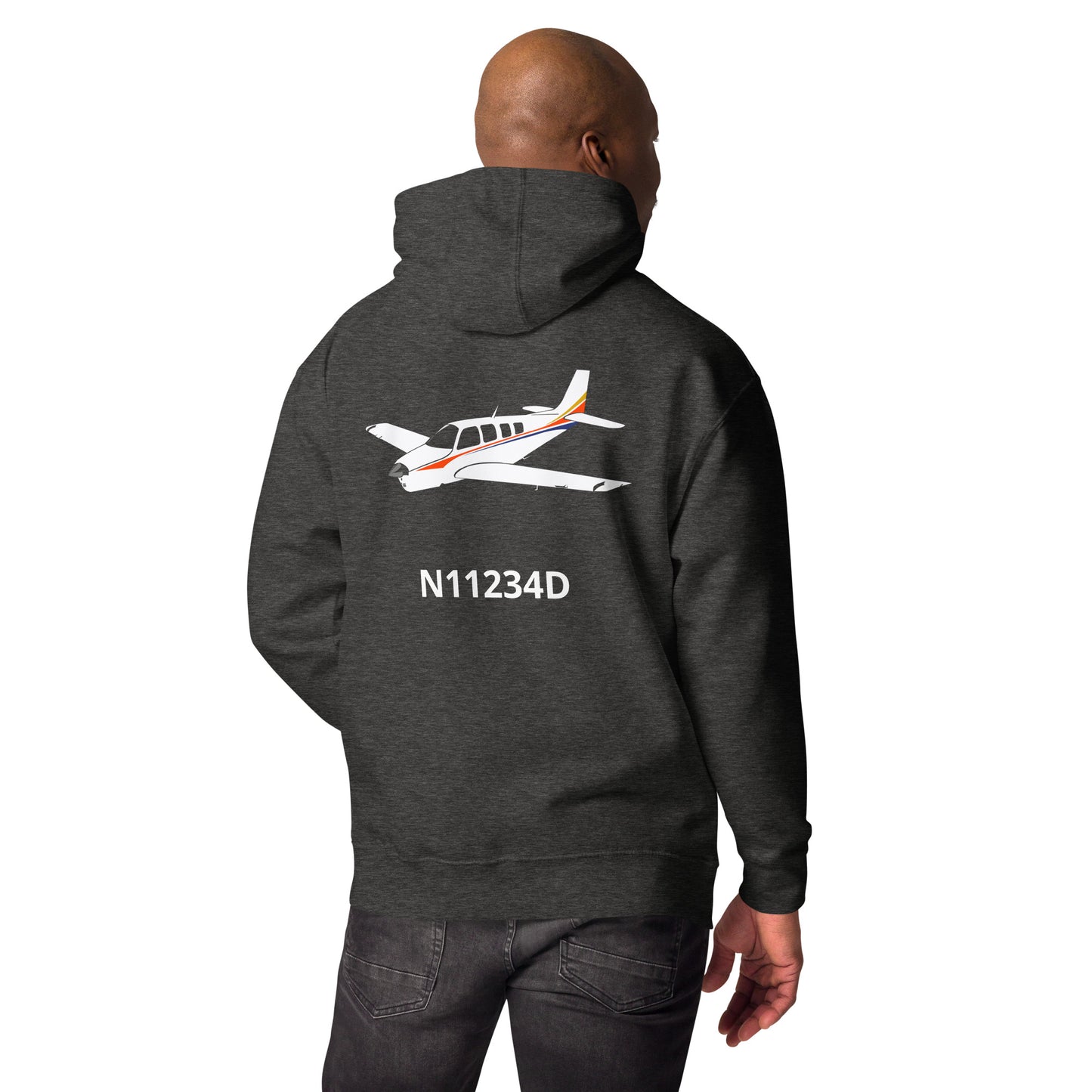 BONANZA A36 Back Print with front embroidery CUSTOM N Number Unisex Hoodie