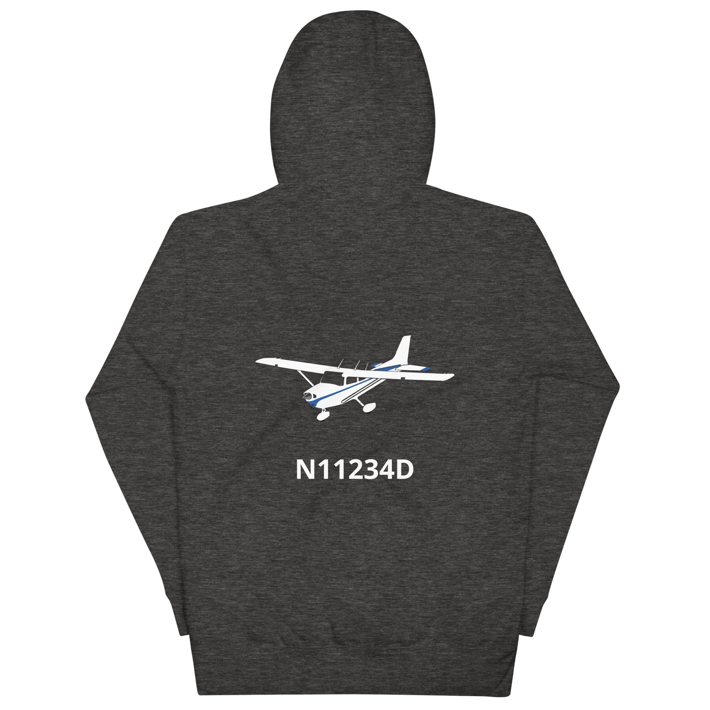 CESSNA 172 white - blue Back Print with front embroidery CUSTOM N Number Unisex Hoodie